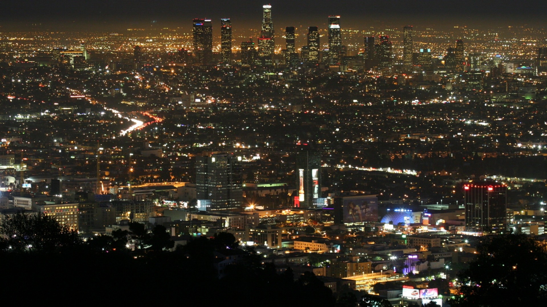 1920x1080 Preview wallpaper los angeles, night, view, top view 