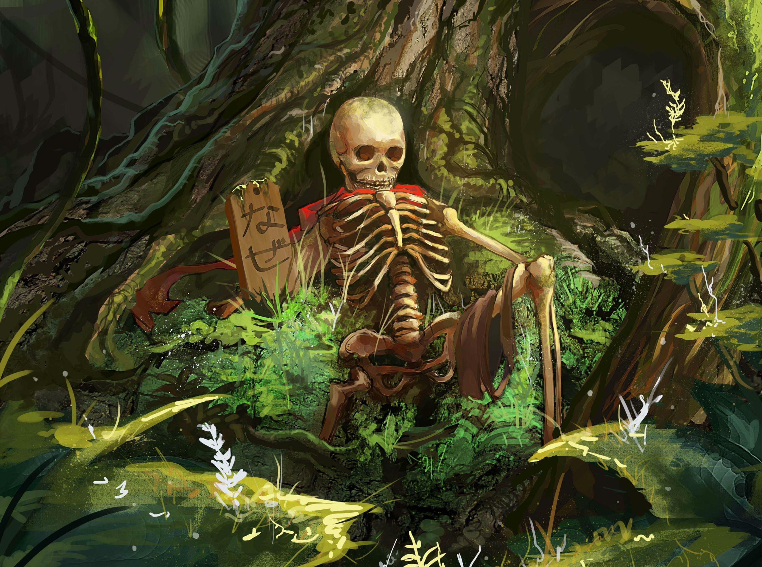 2559x1904 Skulls Painting Art Forests Skeleton Fantasy Skull Skeleton Skeletons  Wallpaper At Dark Wallpapers