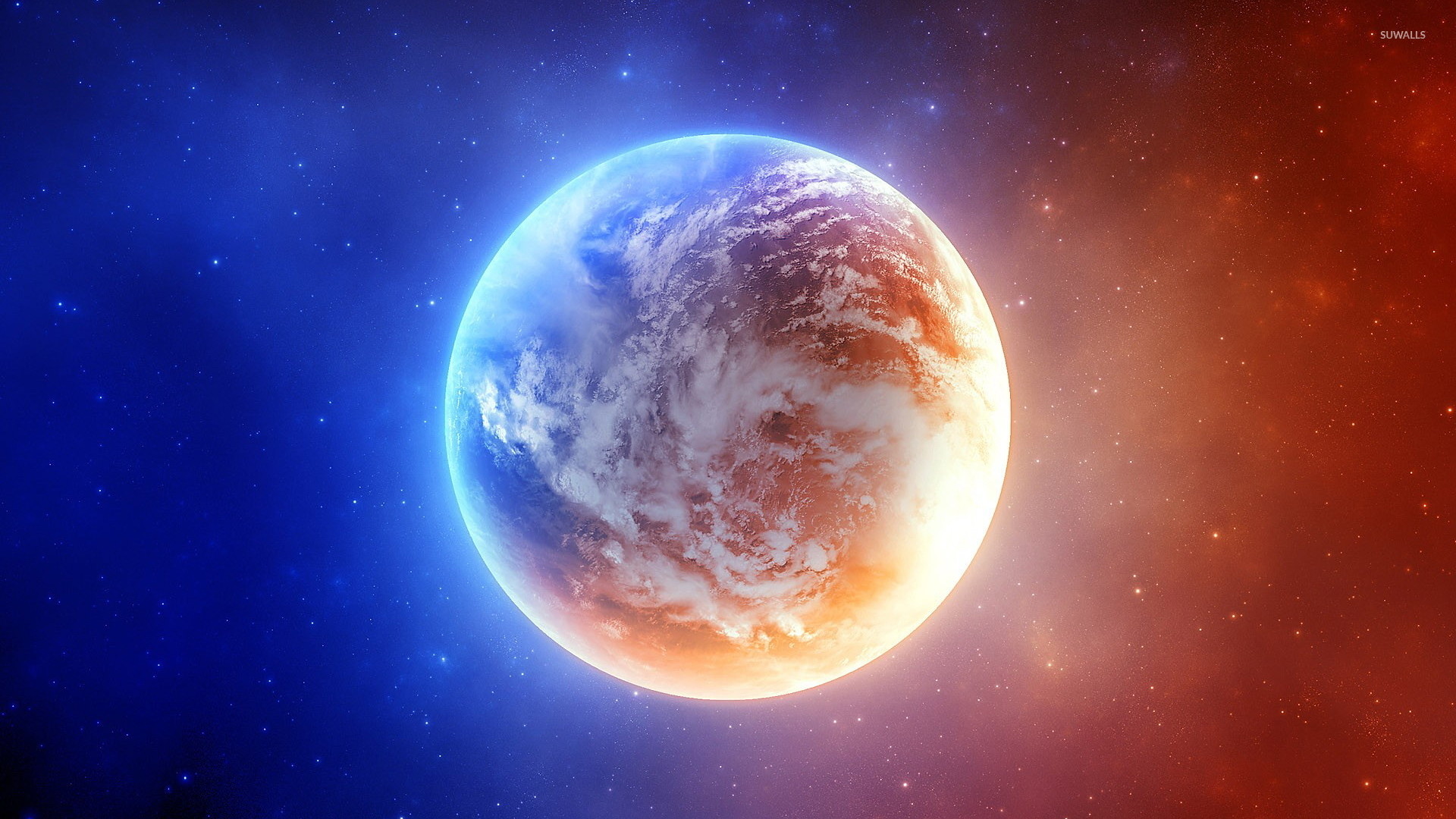 1920x1080 Red and blue planet [2] wallpaper