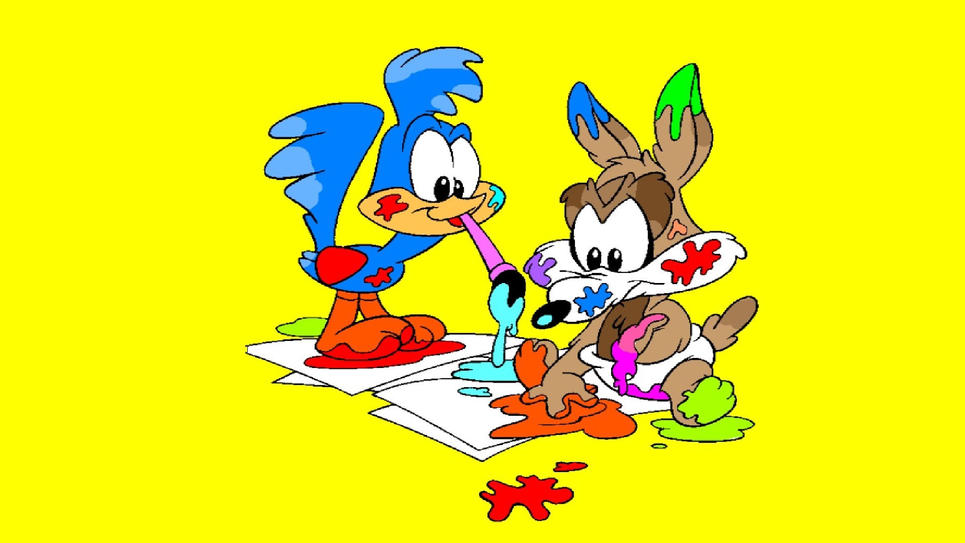 1920x1080 Baby Road Runner And Baby Wile E. Coyote Finger Painting | Coloring Pages -  YouTube