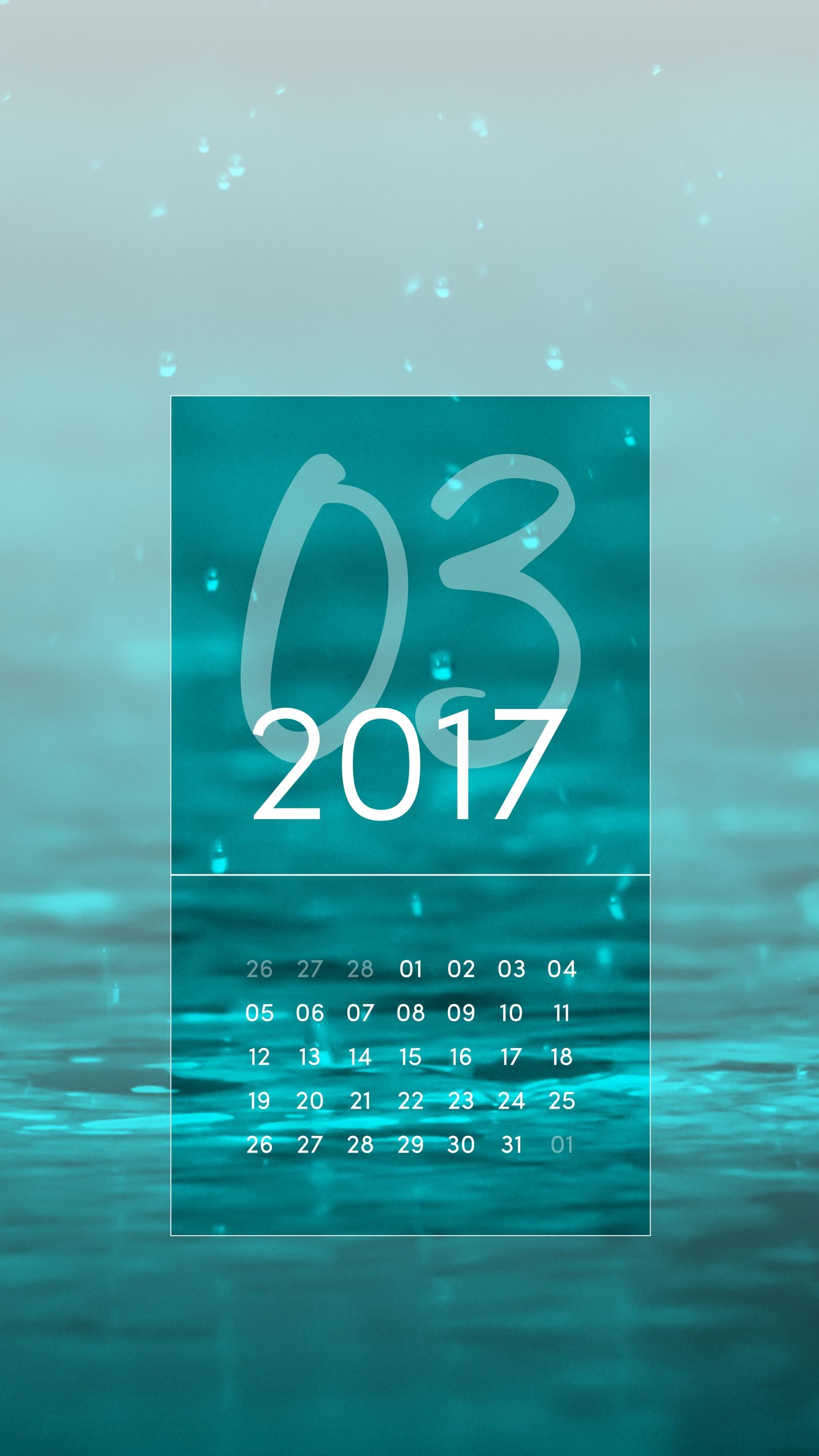 1620x2880 March 2017 Desktop Calendar Wallpaper