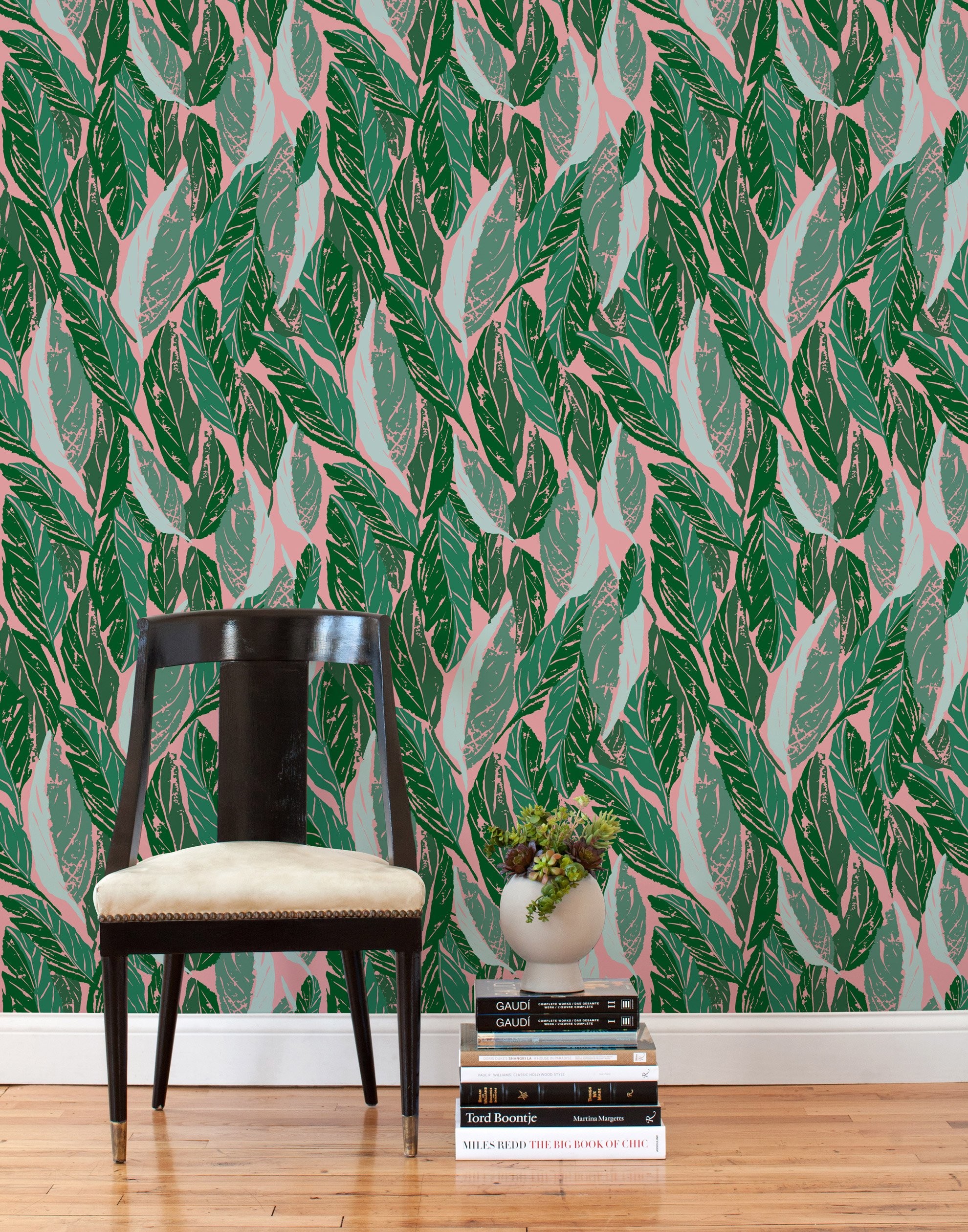 1980x2520 ... Nana Removable Wallpaper Tile with a banana leaf pattern in pink and  green | Hygge &