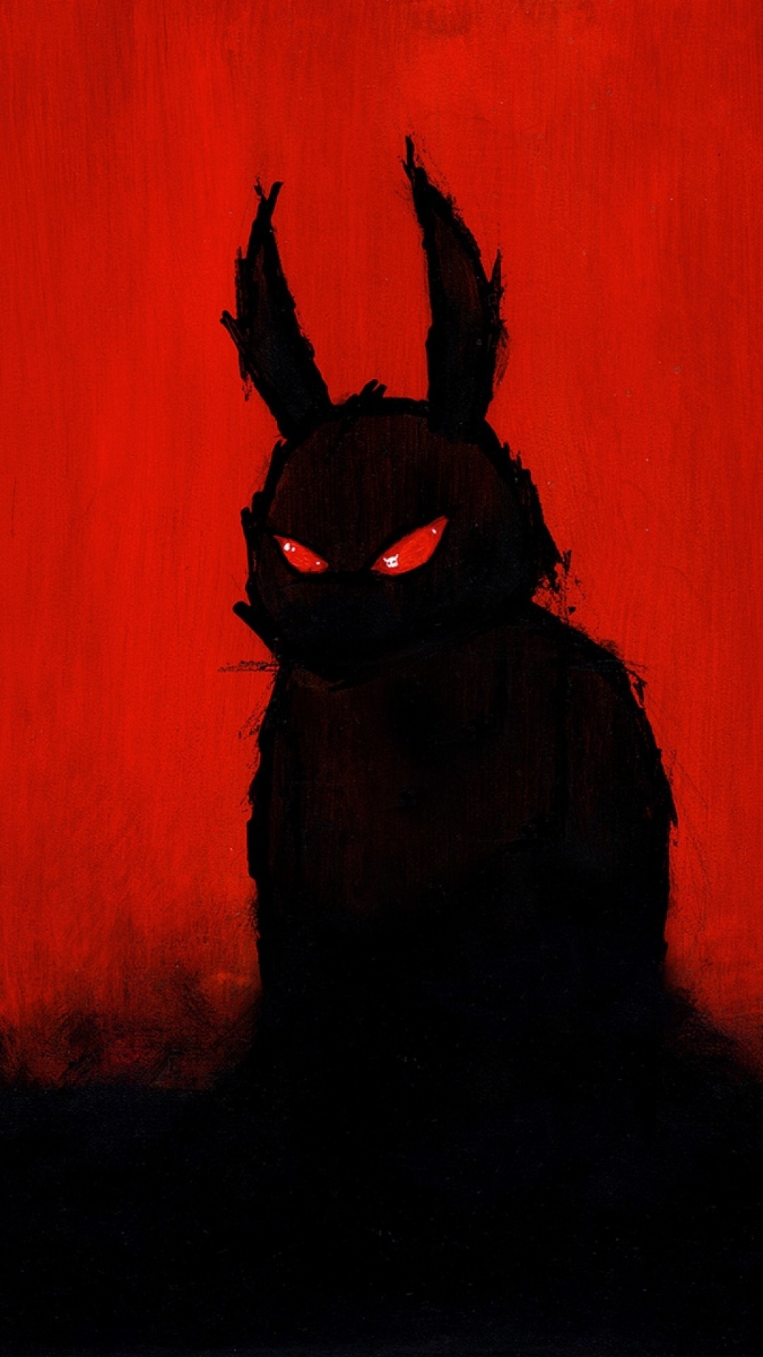 Черный заяц с красными глазами