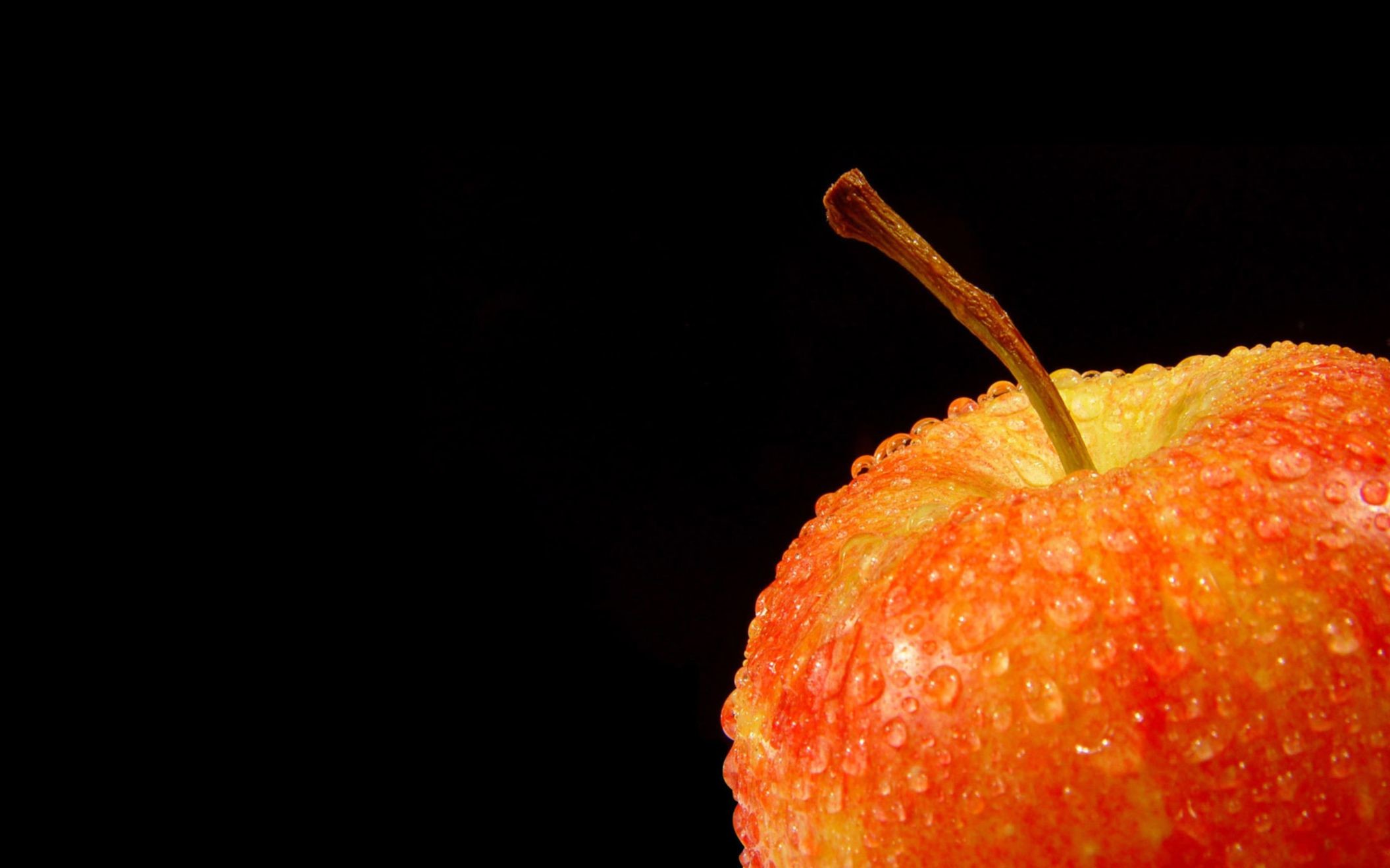 2112x1320 Fresh Fruit Apple Black Background for Desktop Wallpaper