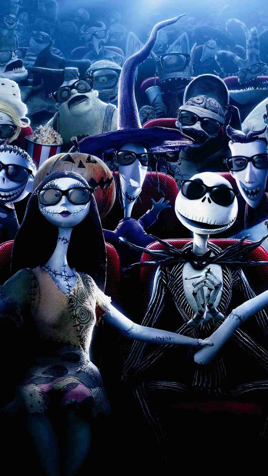 1080x1920 2014 Halloween Glass Jack Skellington Sally iPhone 6 Wallpaper - Nightmare  Before Christmas, Monster