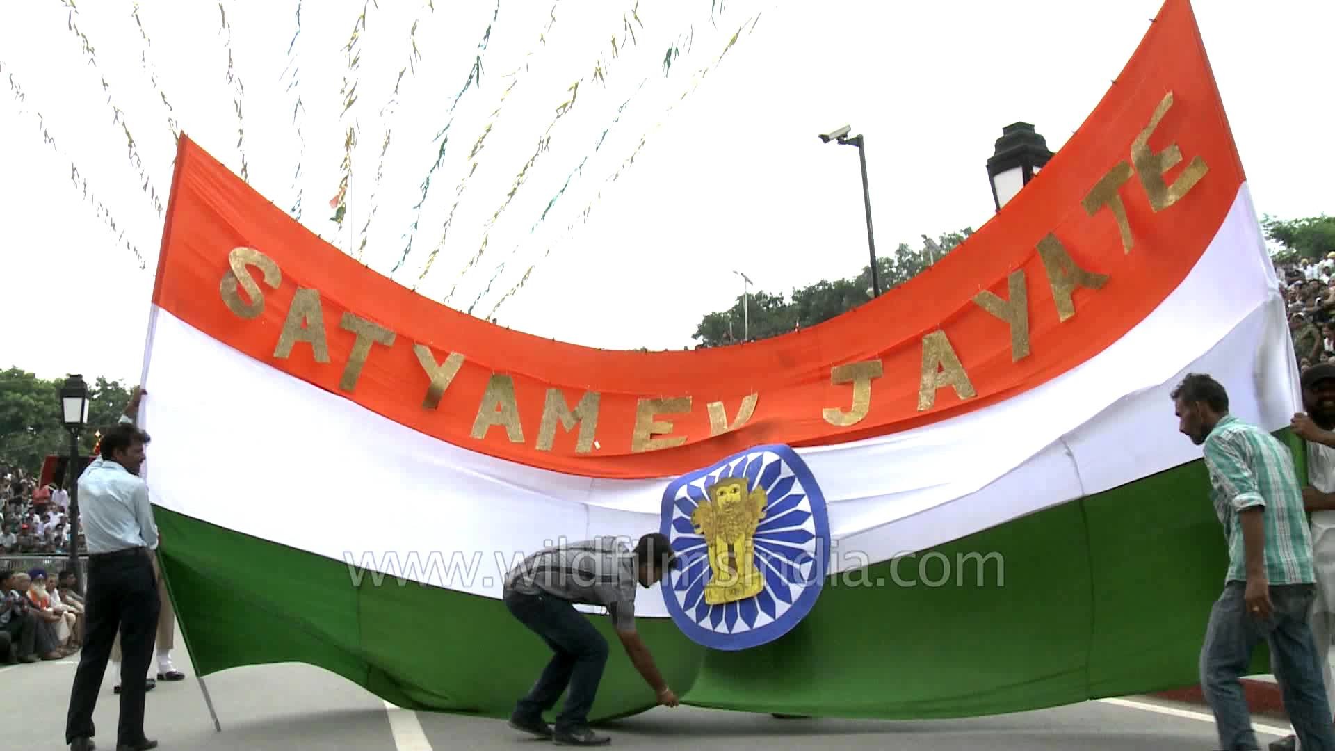 1920x1080 Satyamev Jayate slogan in Indian flag, Wagah border