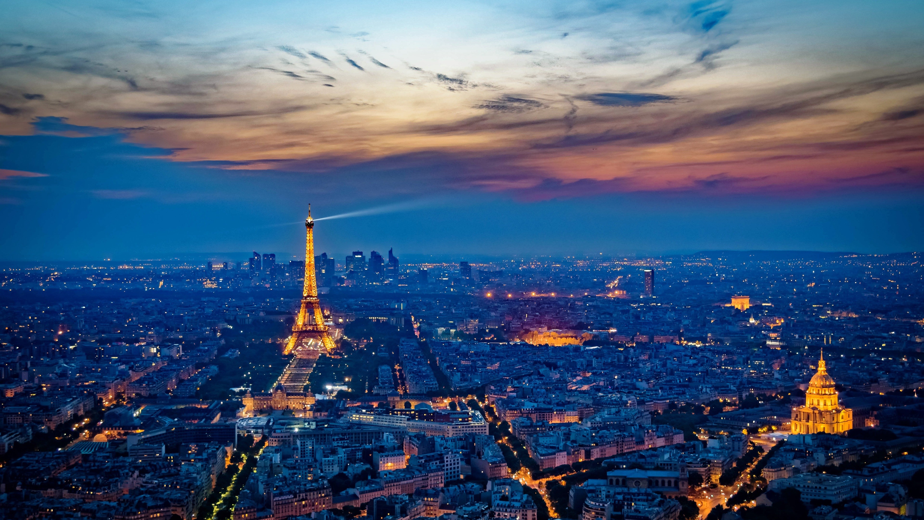 3840x2160 Eiffel Tower France City At Night 4k