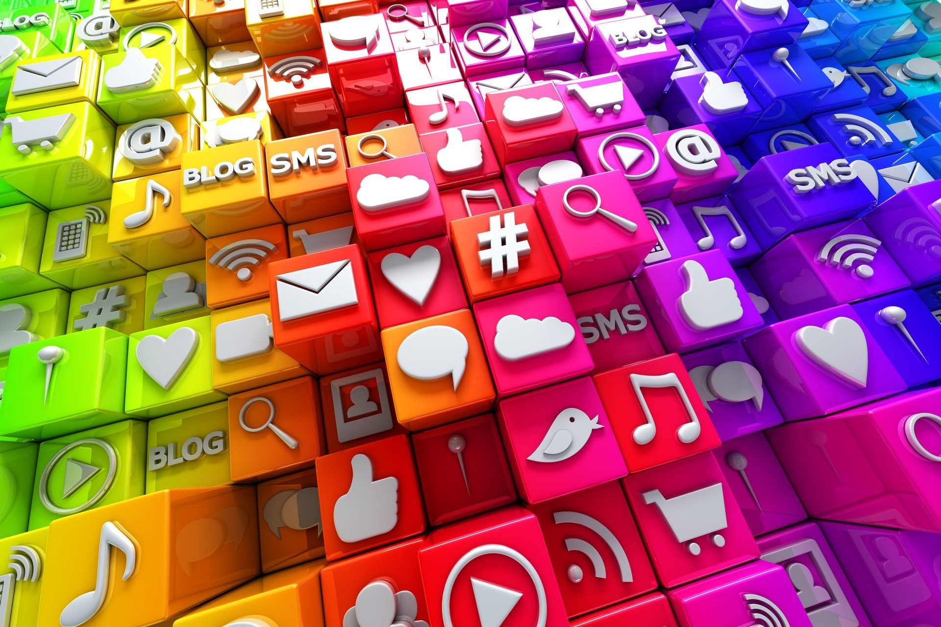 1920x1280 social media icons 3d cubes colorful blocks icons social networks internet