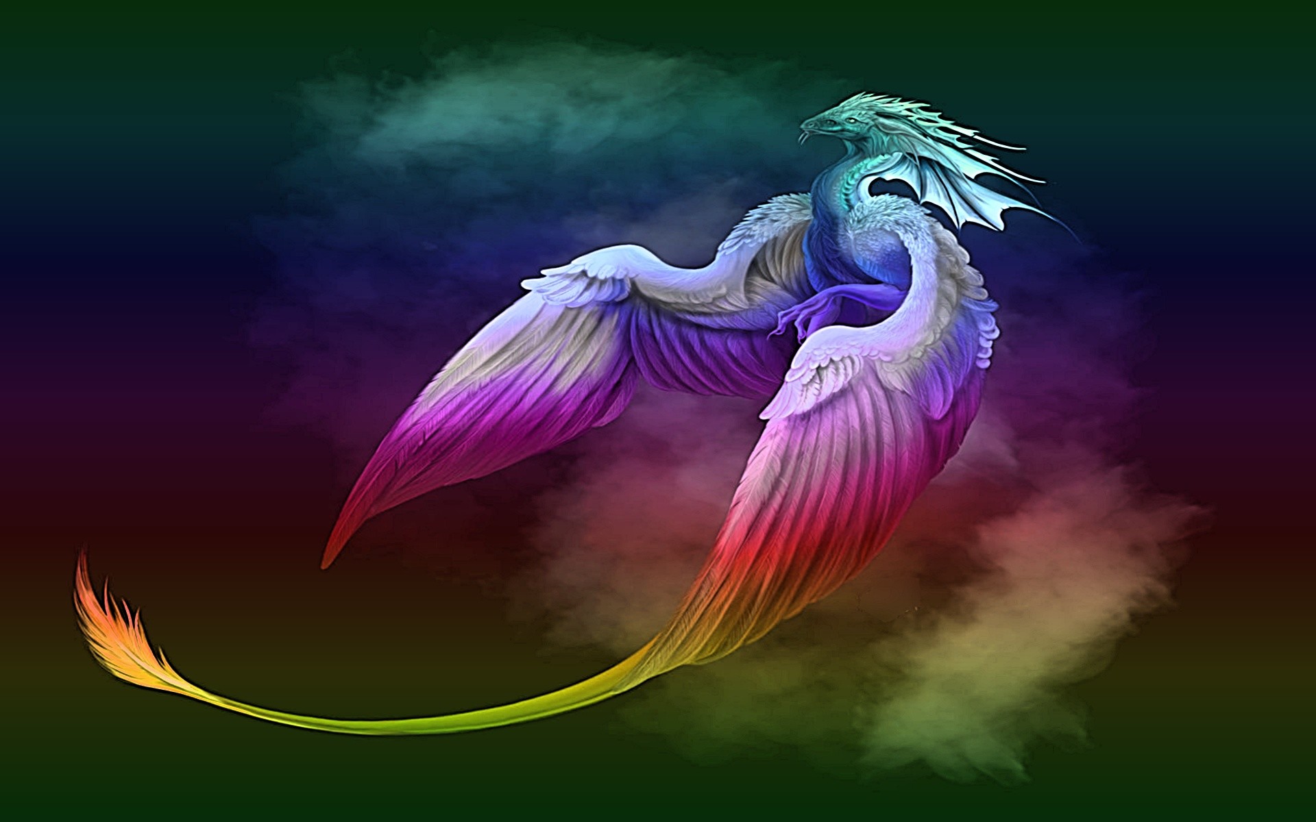 1920x1200 Fantasy - Dragon Rainbow Phoenix Wallpaper