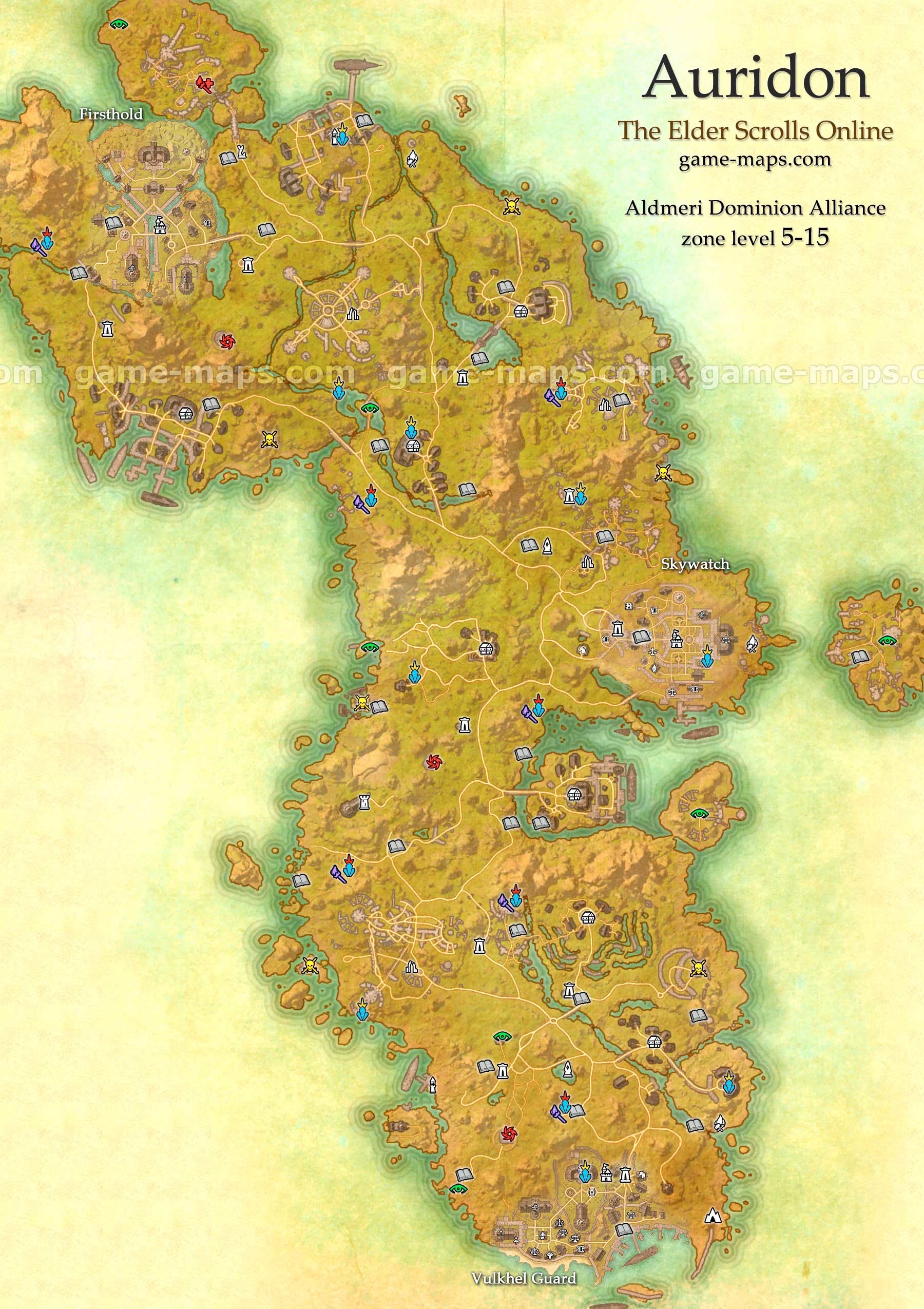 1800x2550 Auridon Map - The Elder Scrolls Online