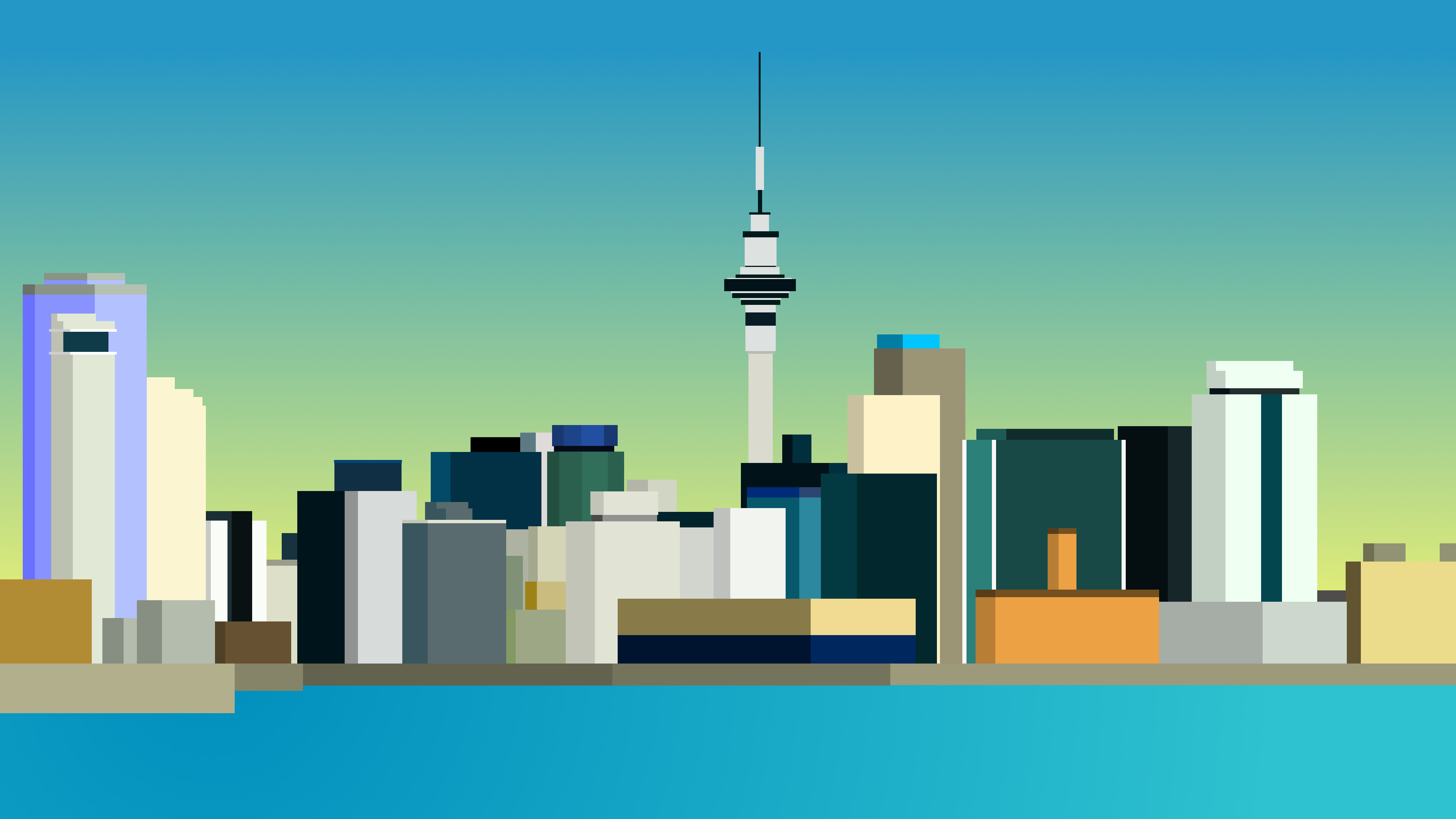 3840x2160 ... 8 Bit Auckland Skyline Wallpaper by CurtisBell