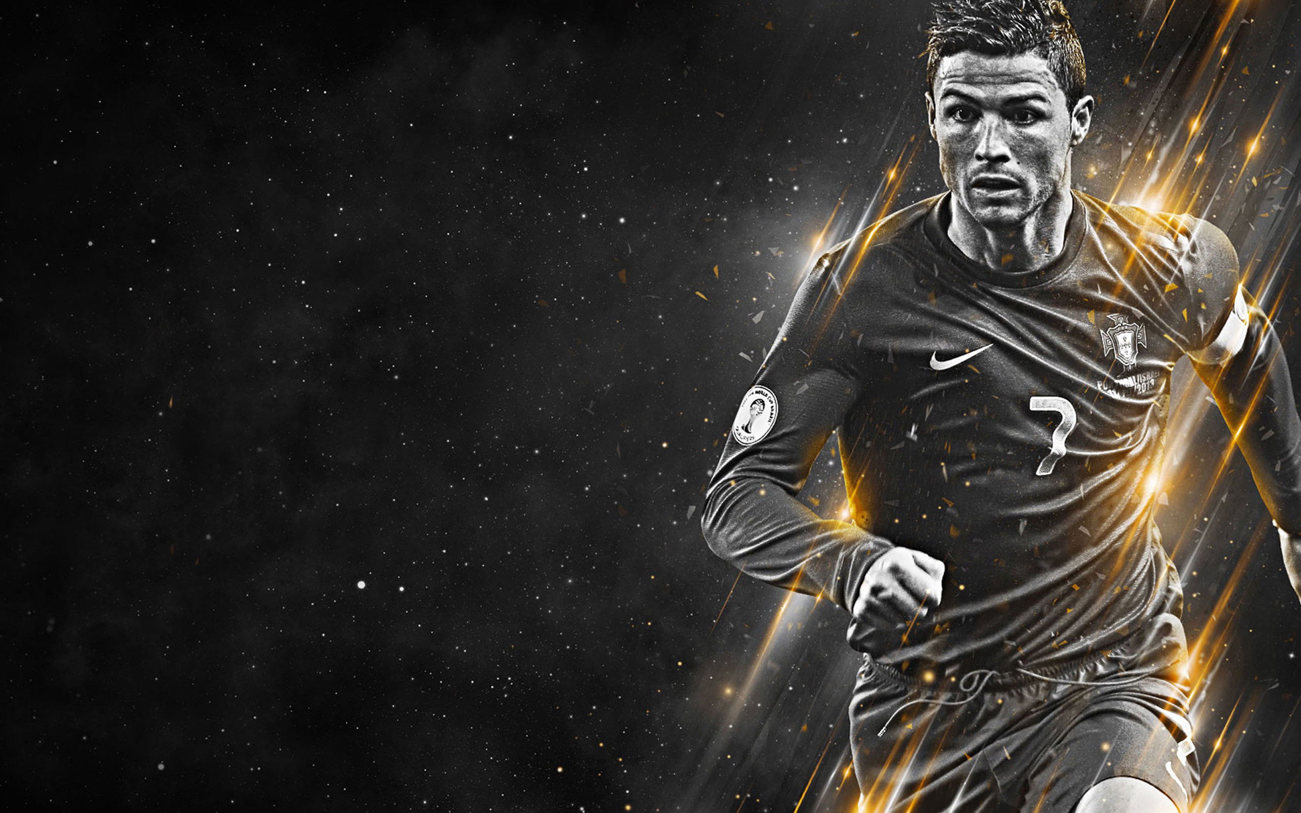 2560x1600 Cristiano Ronaldo black and white wallpaper