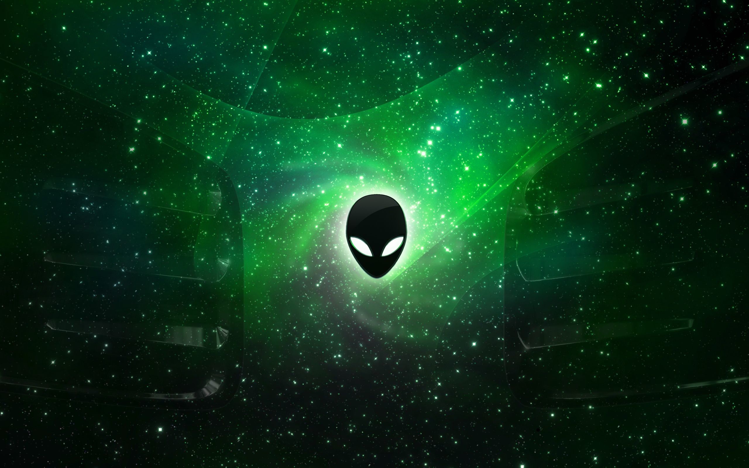 2560x1600 Alienware Desktop Background Alien Head Green Space 