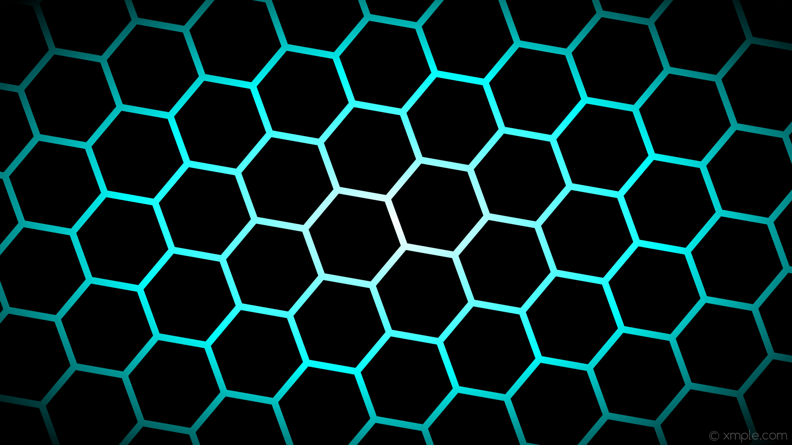 2560x1440 wallpaper glow hexagon black blue white gradient aqua cyan #000000 #ffffff  #00ffff diagonal