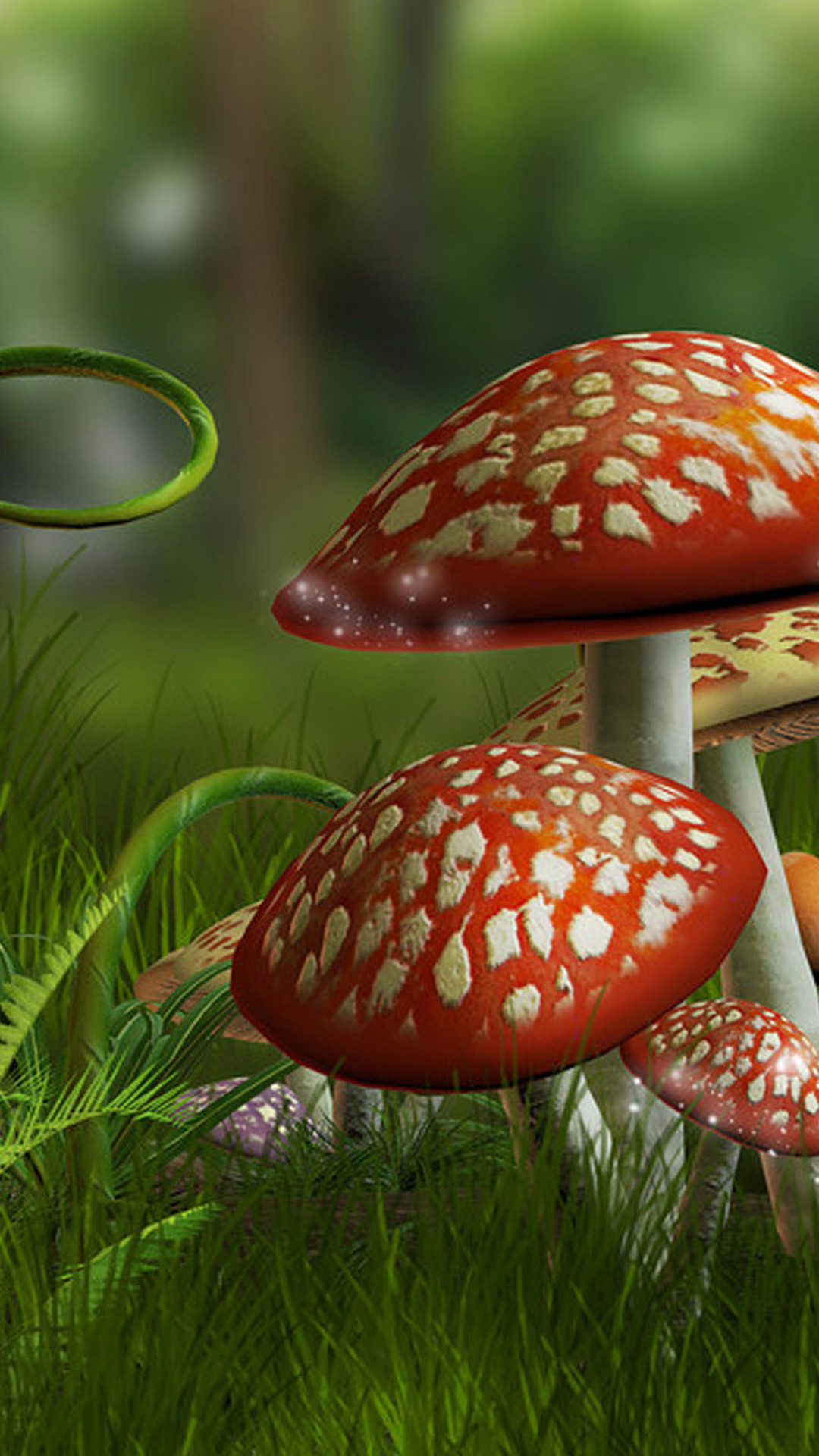 1080x1920 HD 3D mushroom background Samsung Galaxy S5 Wallpapers