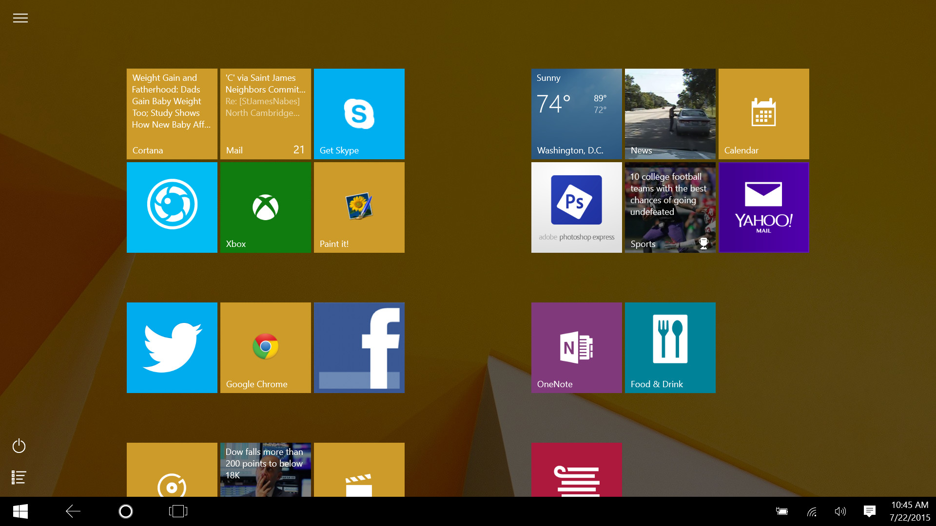 1920x1080 Windows 10 tablet mode