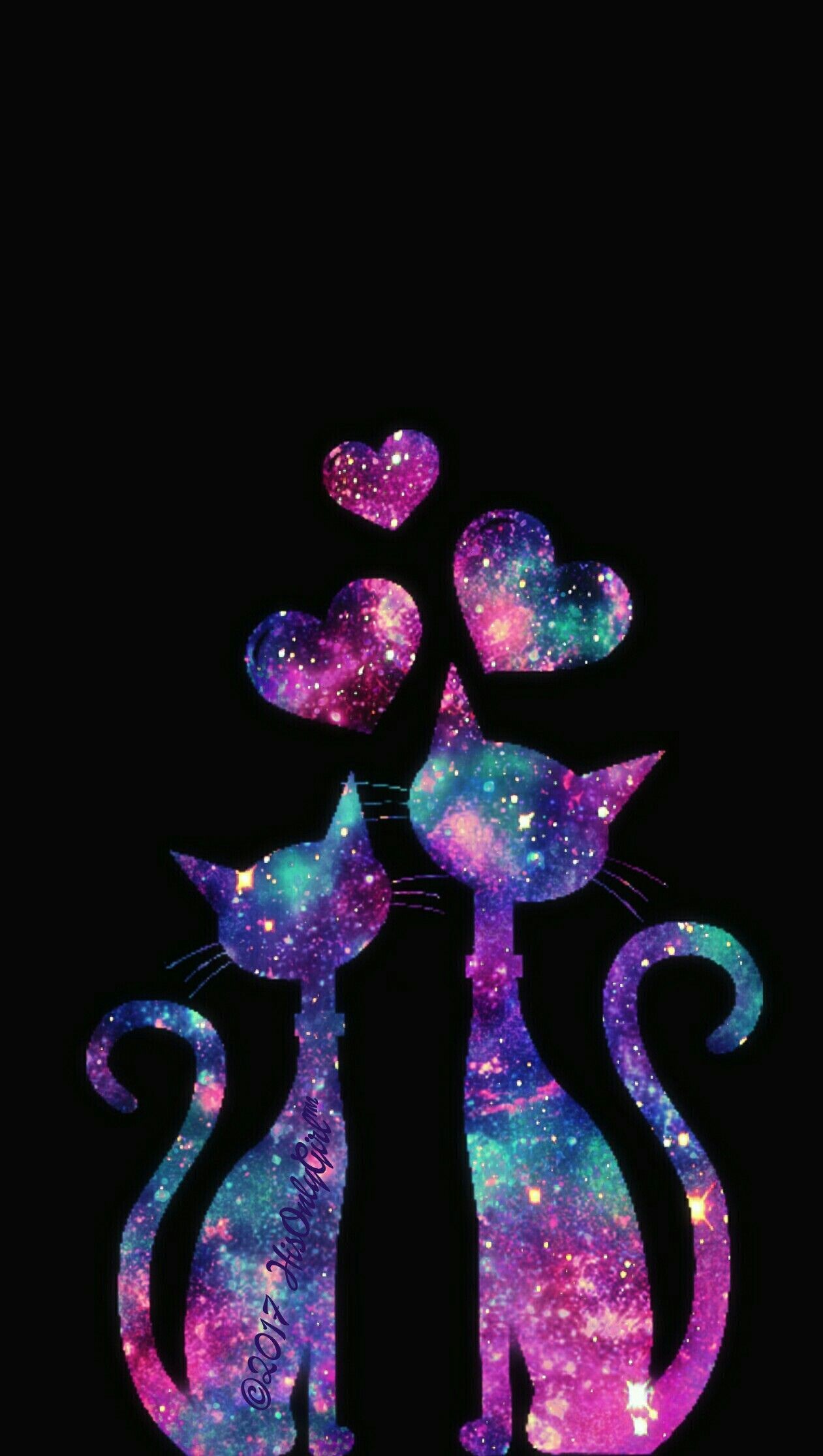 1261x2231 Kitty cat love galaxy wallpaper I created!