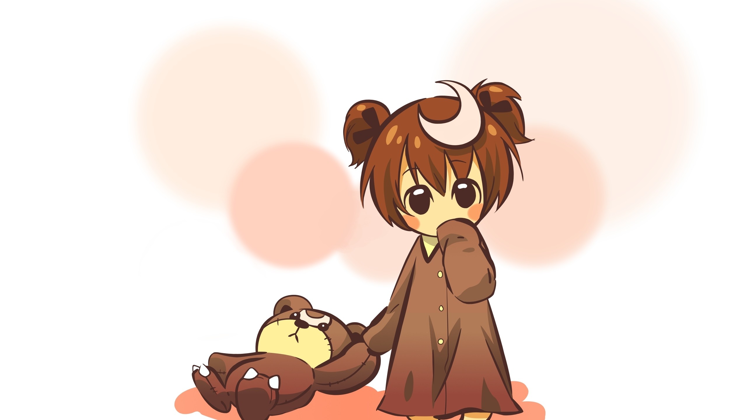 2560x1440  Wallpaper anime, girl, cute, toy, bear, background