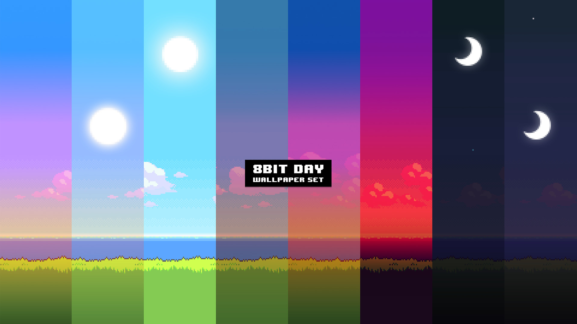 1920x1080 UPDATE: New version of the '8Bit Day' Wallpaper Set. Pixel wallpaper  changes based on time of day! [Download different resolutions and  installation ...