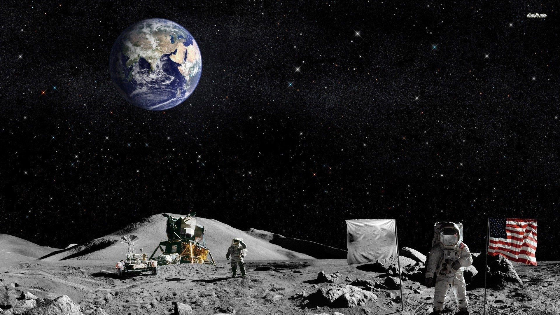 1920x1080 Astronauts On The Moon