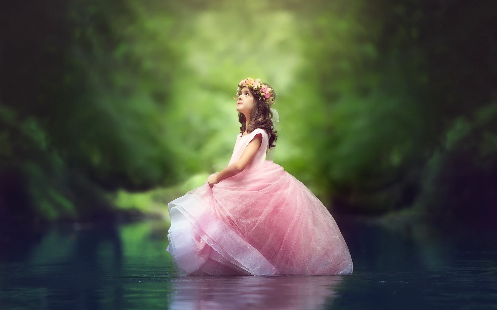 1920x1200 Little, Princess, Girl, In, River, Widescreen, Background .