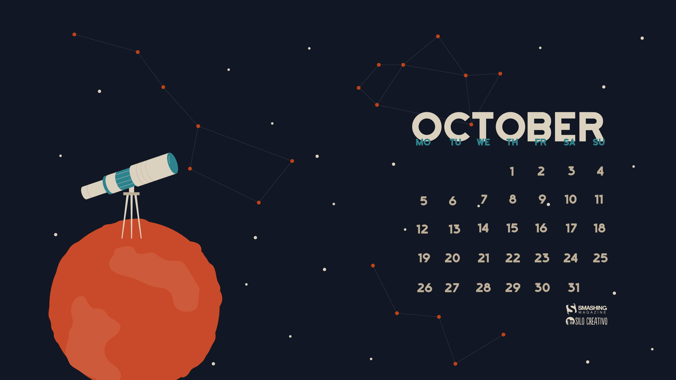 2560x1440 Desktop Wallpaper Calendars: October 2015