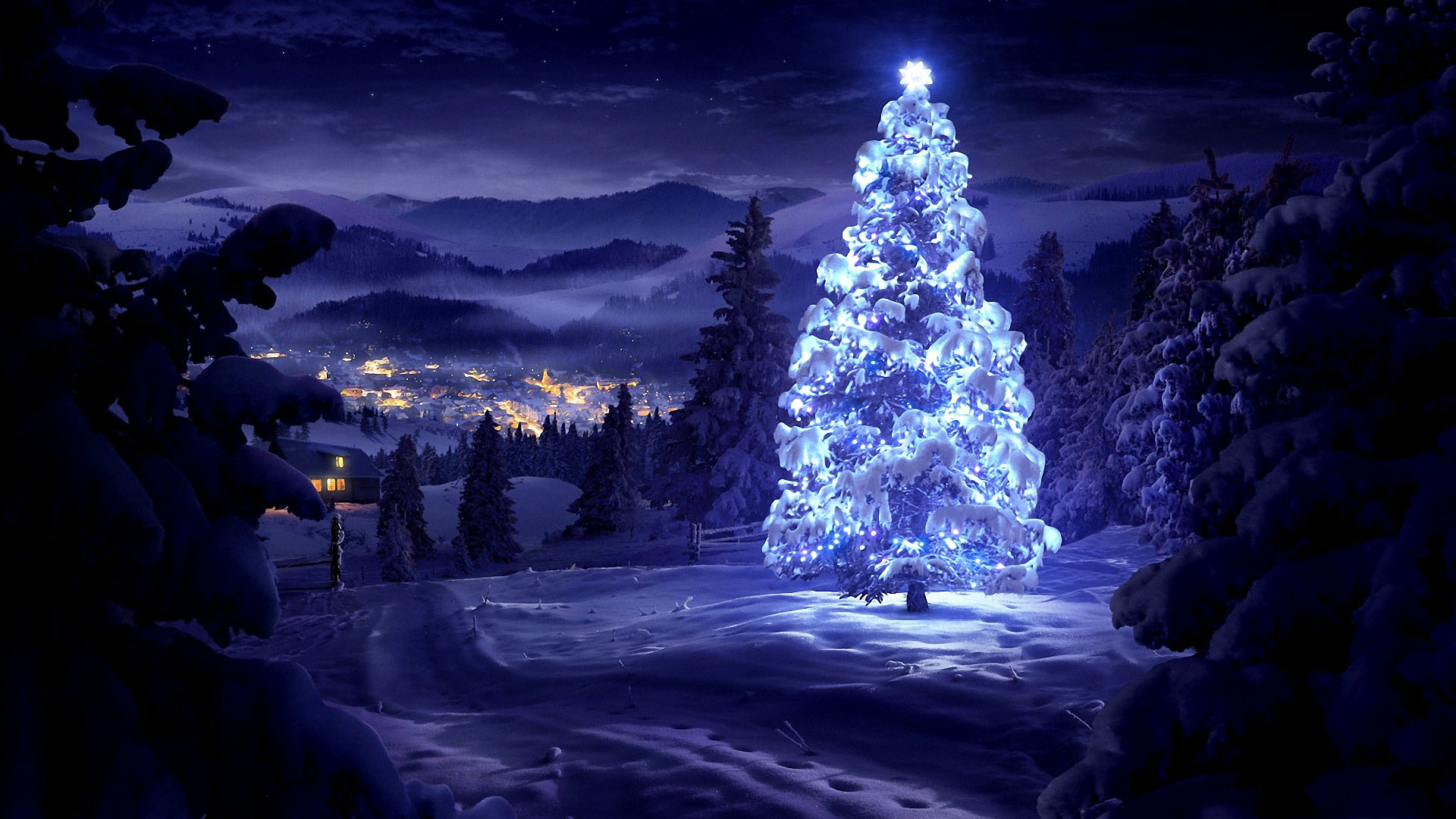 1920x1080 Snowy-Christmas-Tree-HD-%C2%BB-WallForU-com