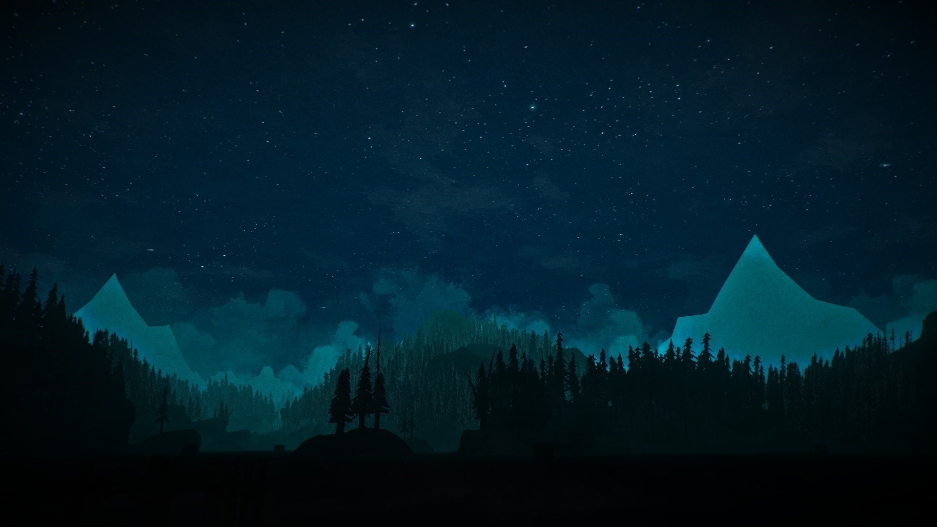 1920x1080 Video Game - The Long Dark Night Sky Stars Forest Wood Mountain Wallpaper