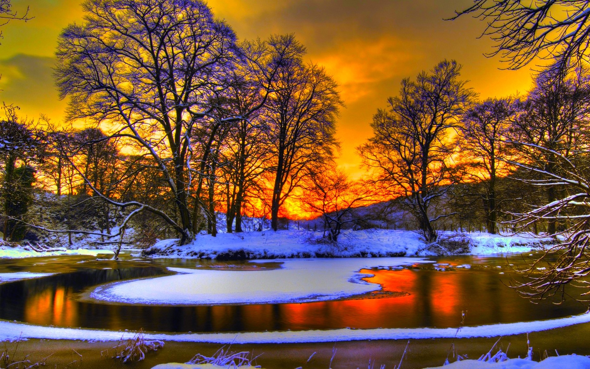 1920x1200 Winter-Sunset-Desktop-Wallpaper