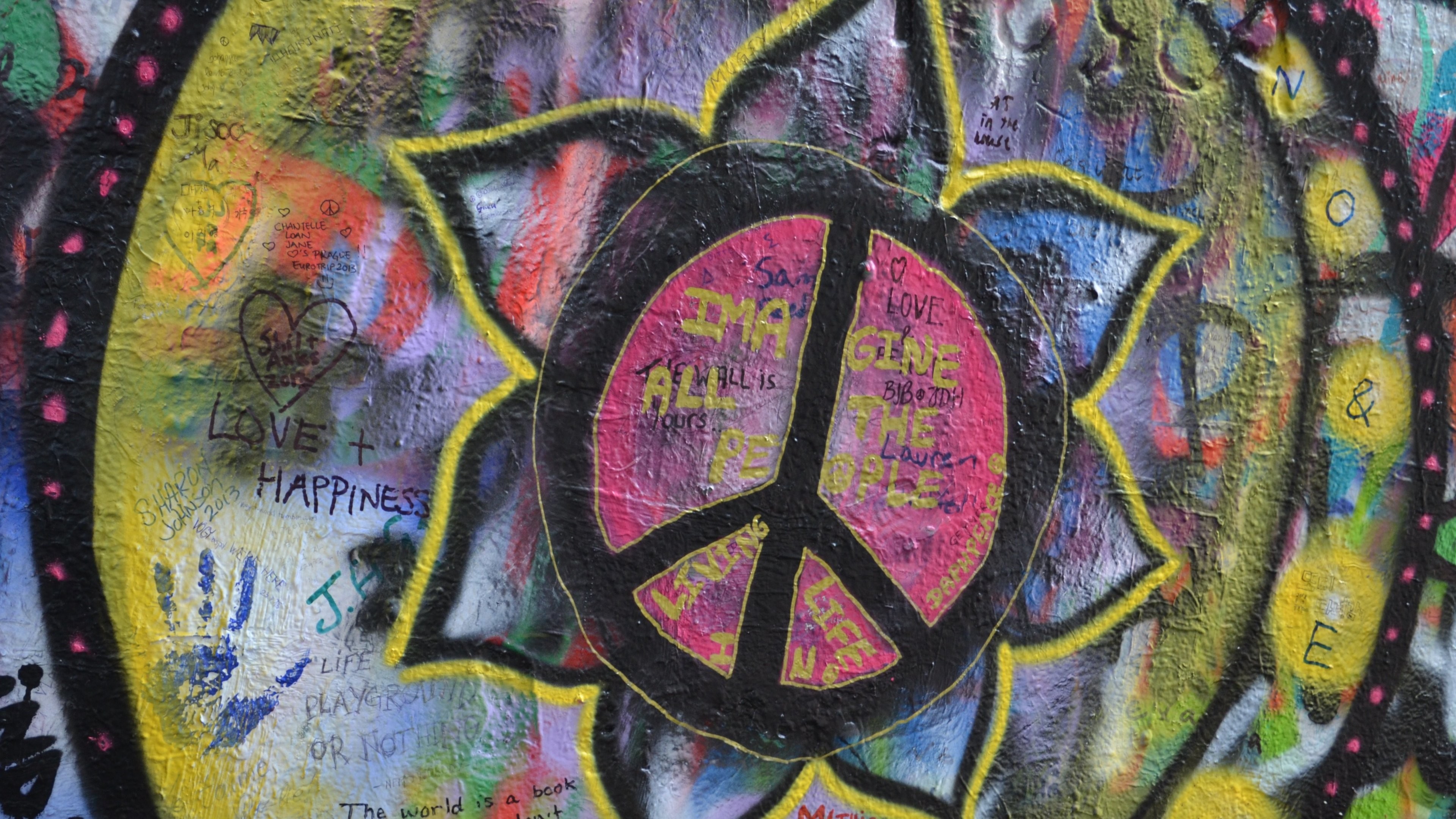 3840x2160 Lennon Wall Imagine Peace Flower