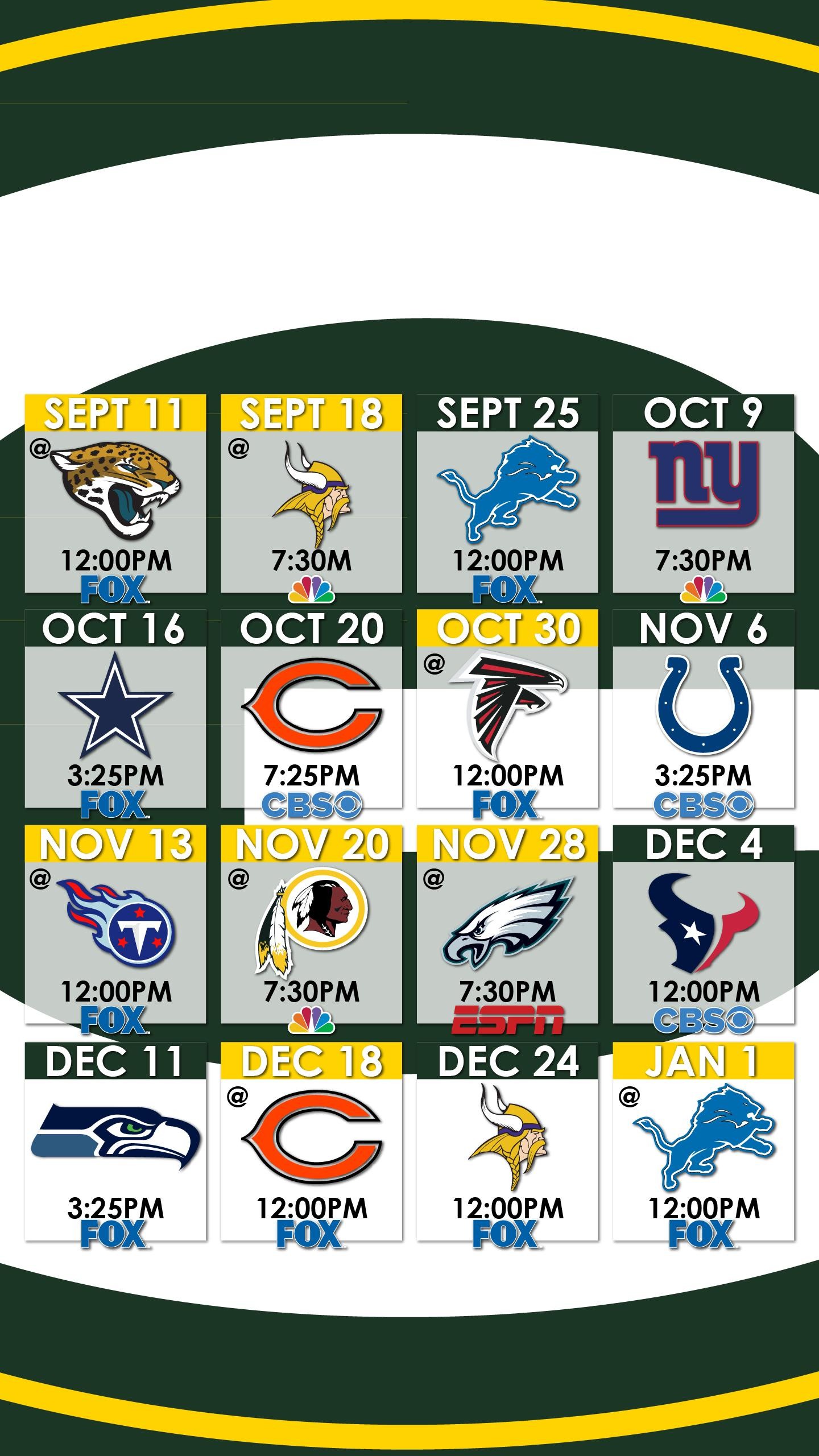 Green Bay Packers Schedule Wallpaper (69+ images)