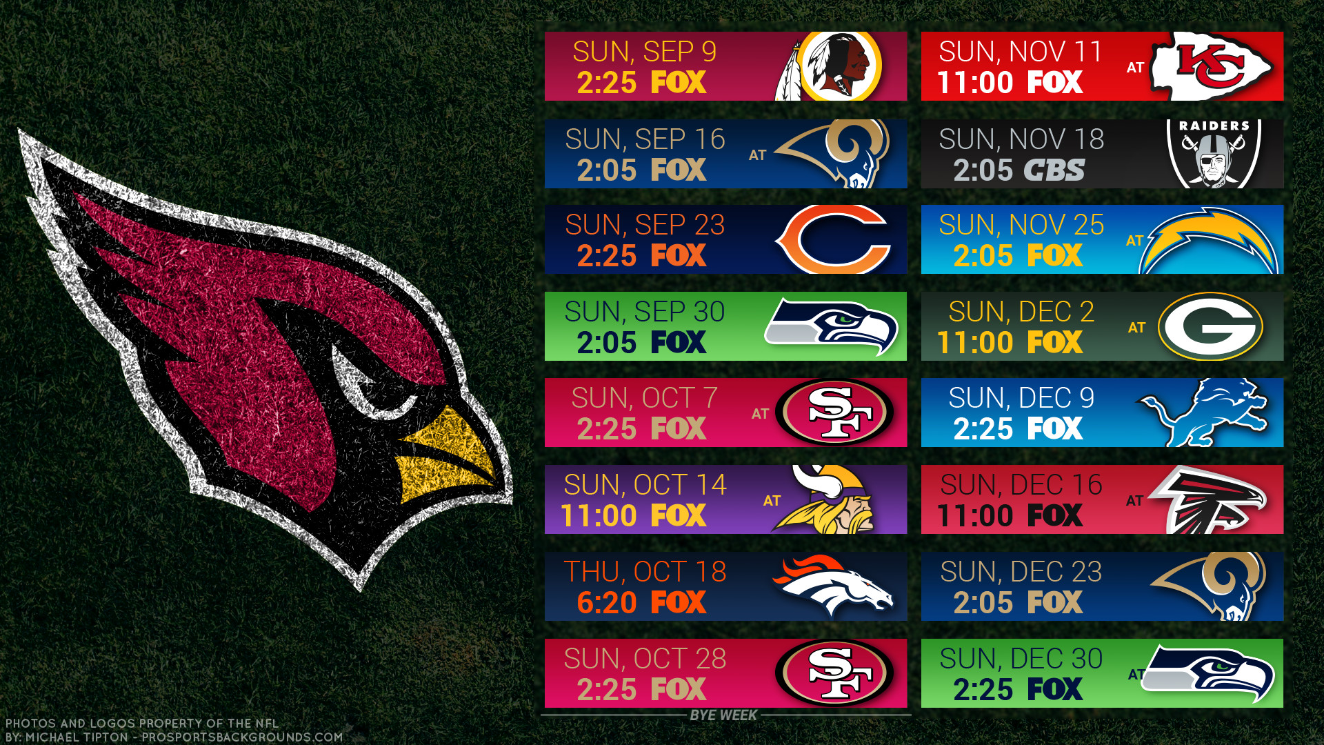 1920x1080 Arizona Cardinals 2018 schedule turf logo wallpaper free for desktop pc  iphone galaxy and andriod printable