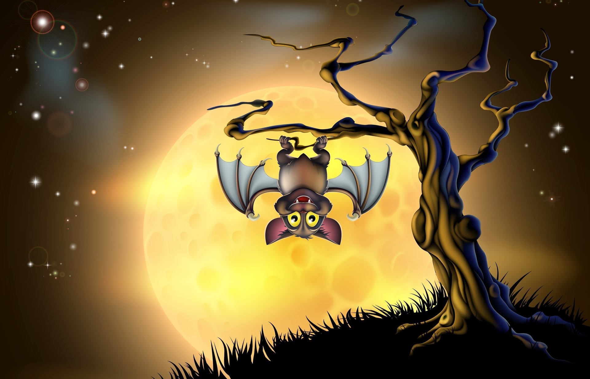 1920x1232 halloween bat full moon creepy tree scary bats scared