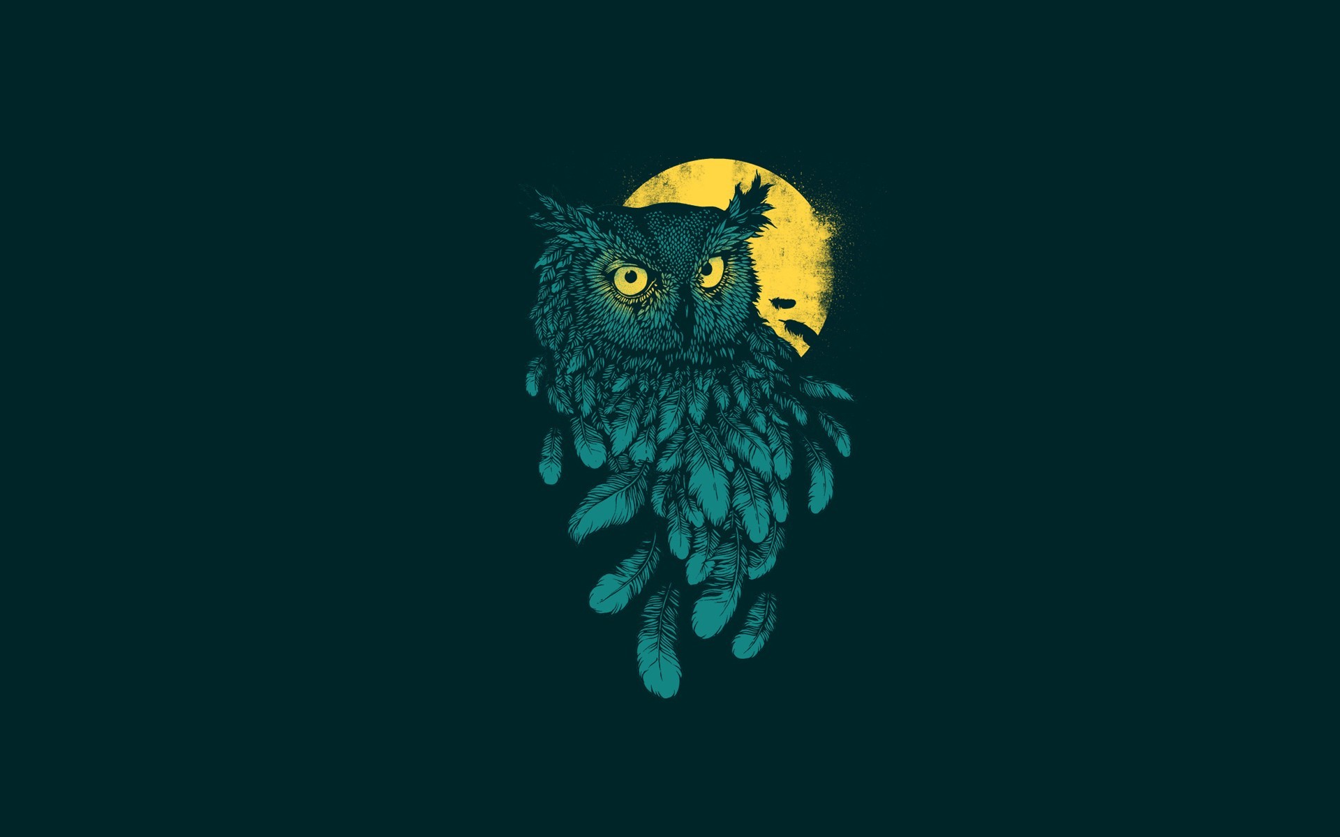 1920x1200 digital Art, Minimalism, Animals, Owl, Feathers, Moon, Yellow Eyes, Simple  Background Wallpapers HD / Desktop and Mobile Backgrounds