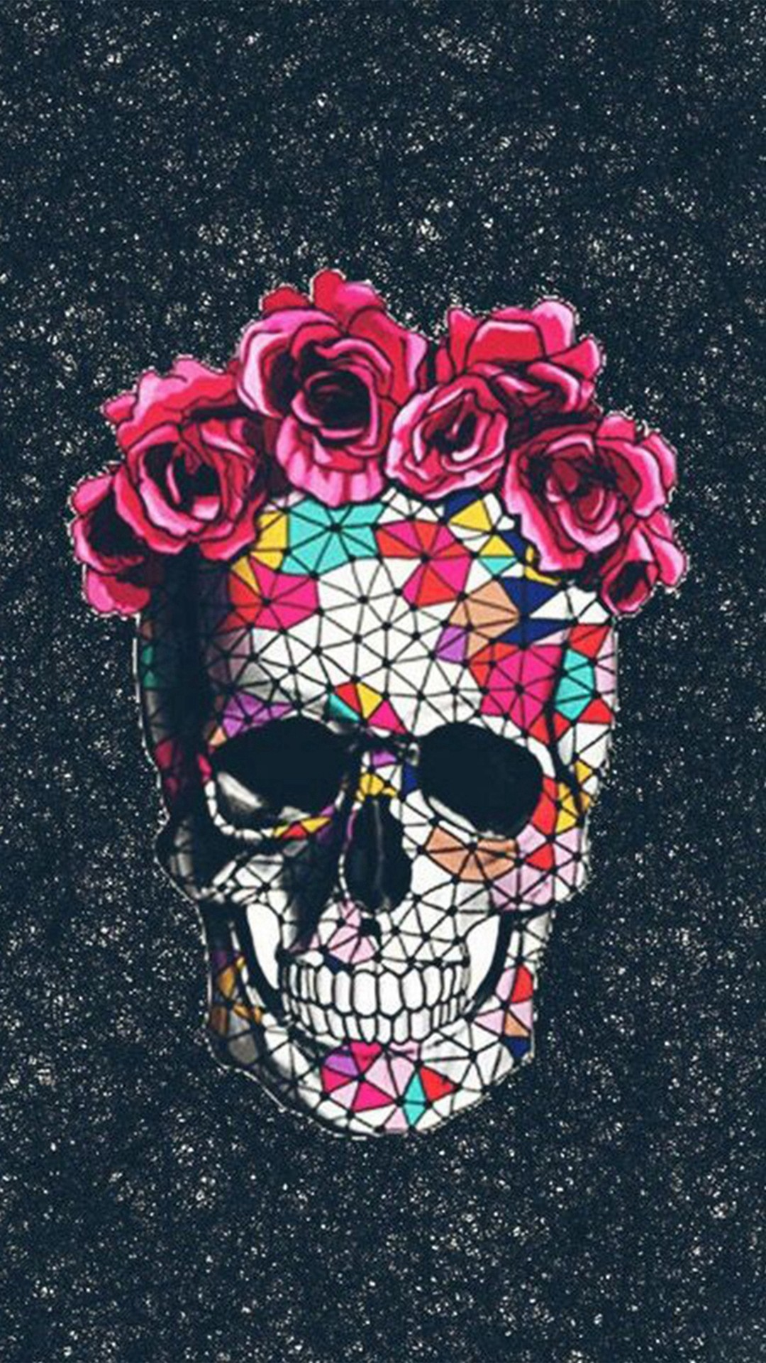 1080x1920 Colorful Skull Roses Space iPhone 8 wallpaper