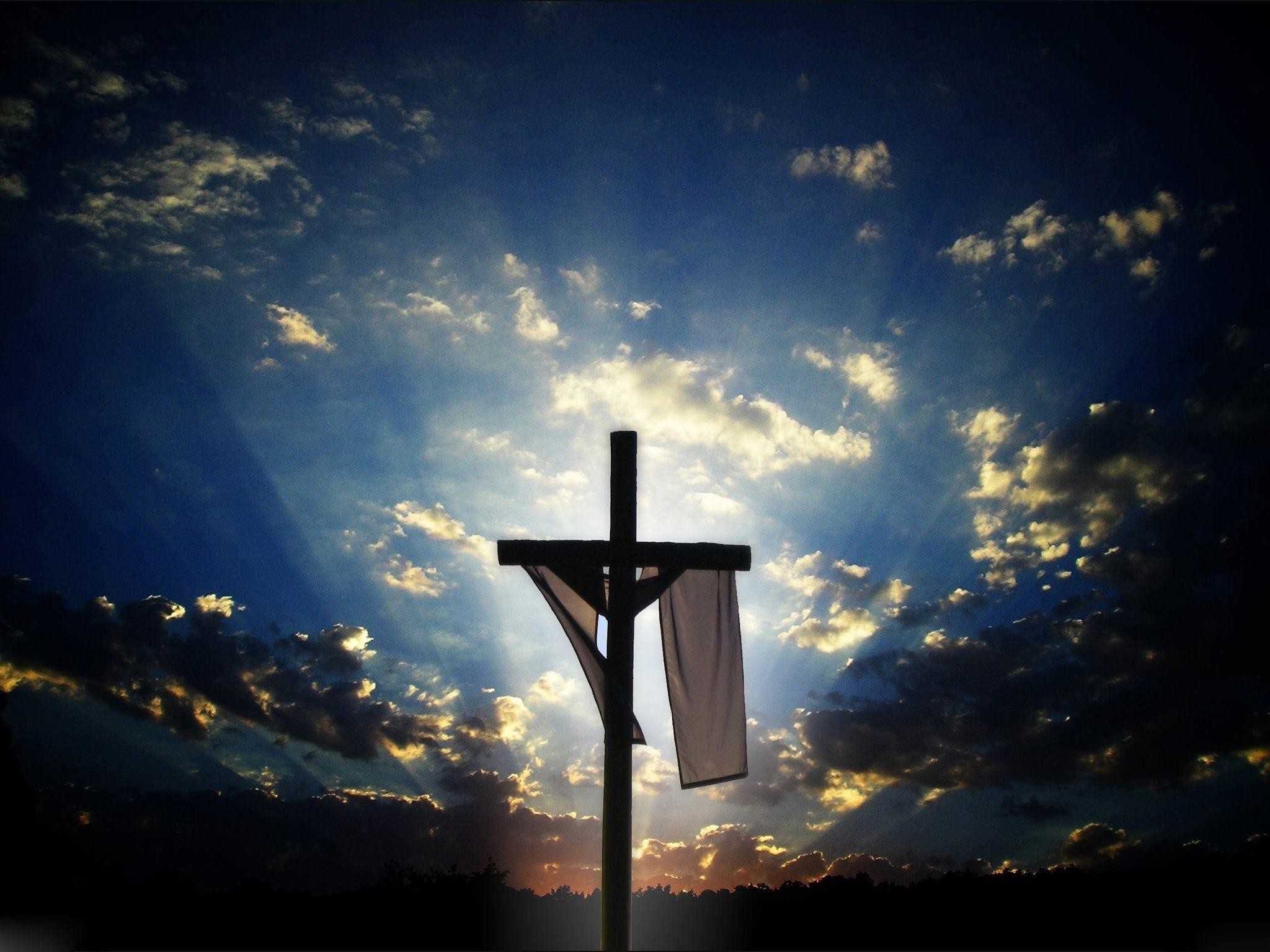2048x1536 Christian Cross With Jesus Christ In Beautiful Sunrise Wallpapers