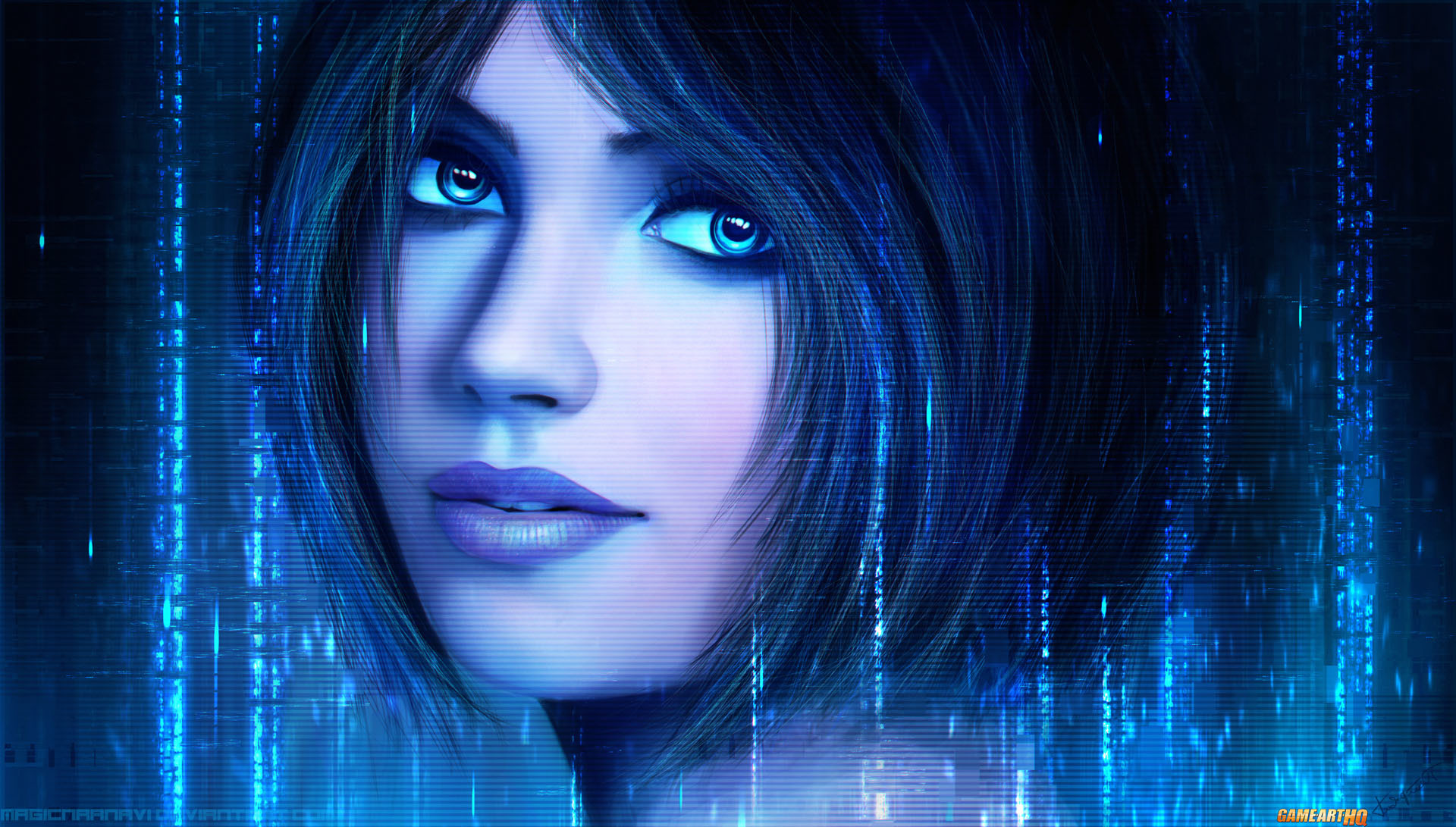 1920x1091 Cortana Halo Portrait Art