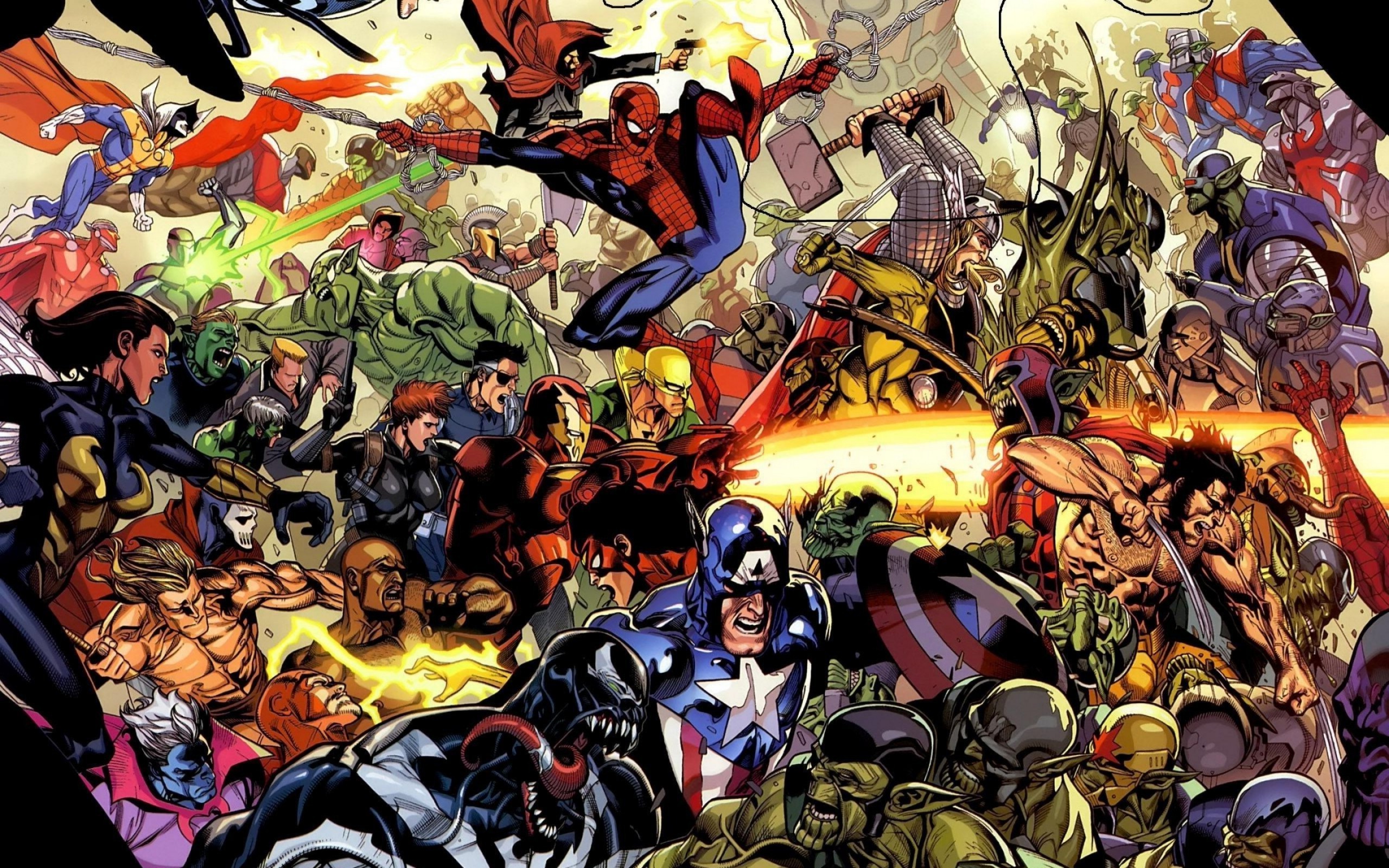 2560x1600 Marvel Comics, Superhero, Spider Man, Venom, Iron Man, Captain America,  Thor, Wolverine, Iron Fist Wallpapers HD / Desktop and Mobile Backgrounds