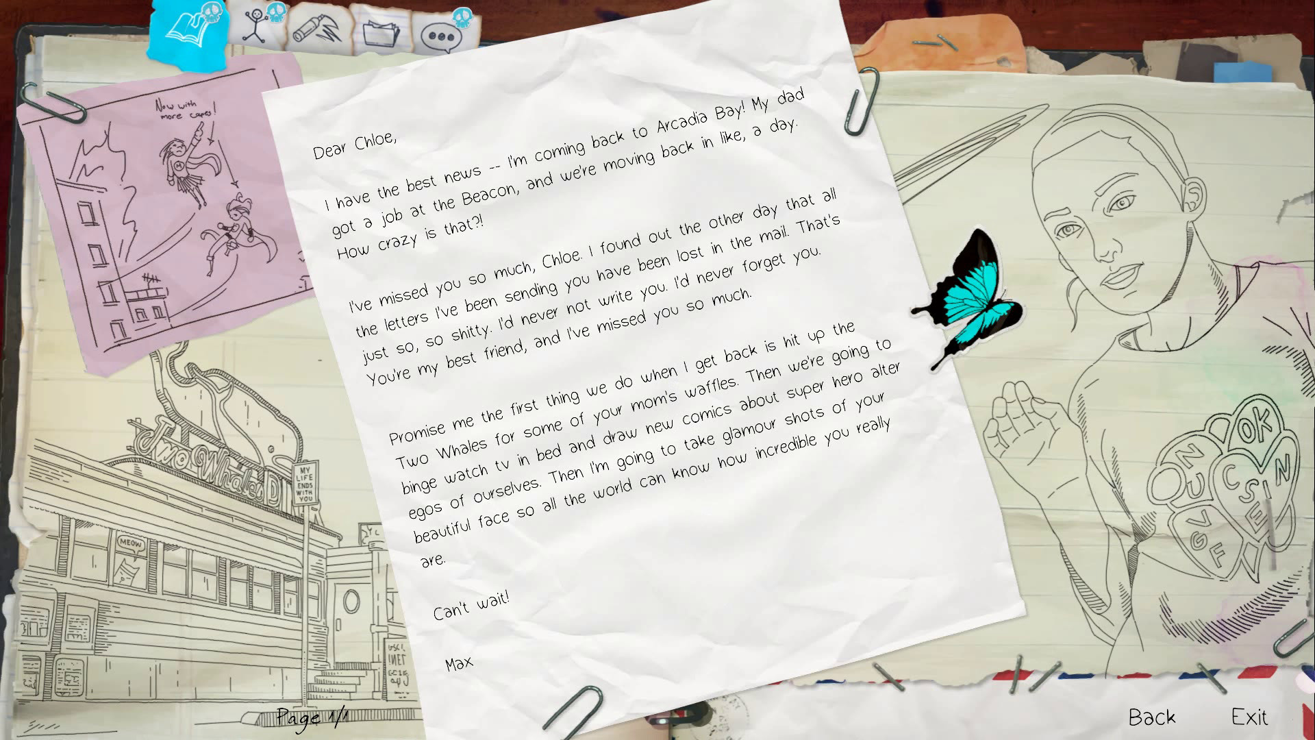 1920x1080 Max's excusing letter to Chloe in her dream journal.