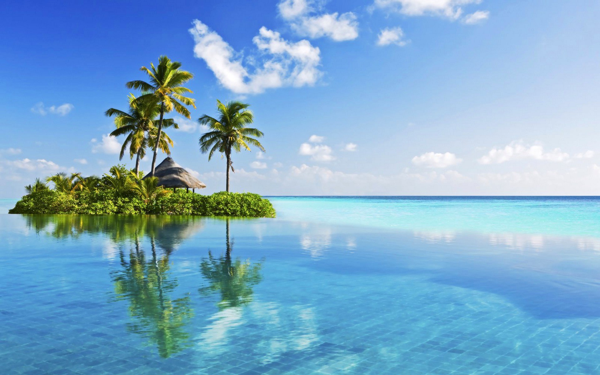 1920x1200 Bild: Kleine Tropical Island In Blue wallpapers and stock photos. Â«