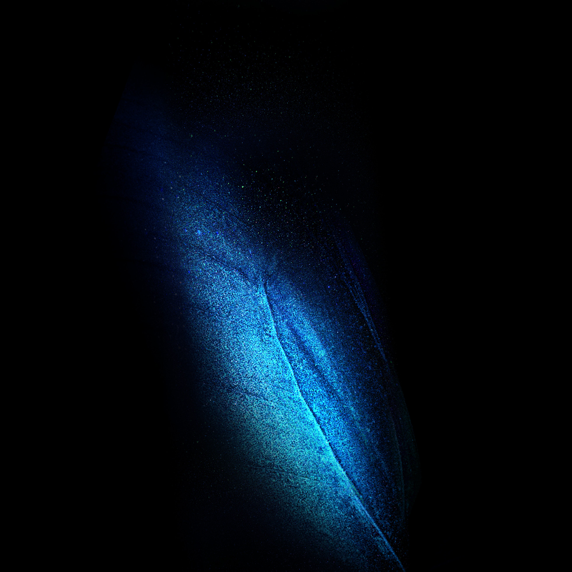 1960x1960 Samsung Galaxy Fold butterfly wallpaper in blue with one wing.