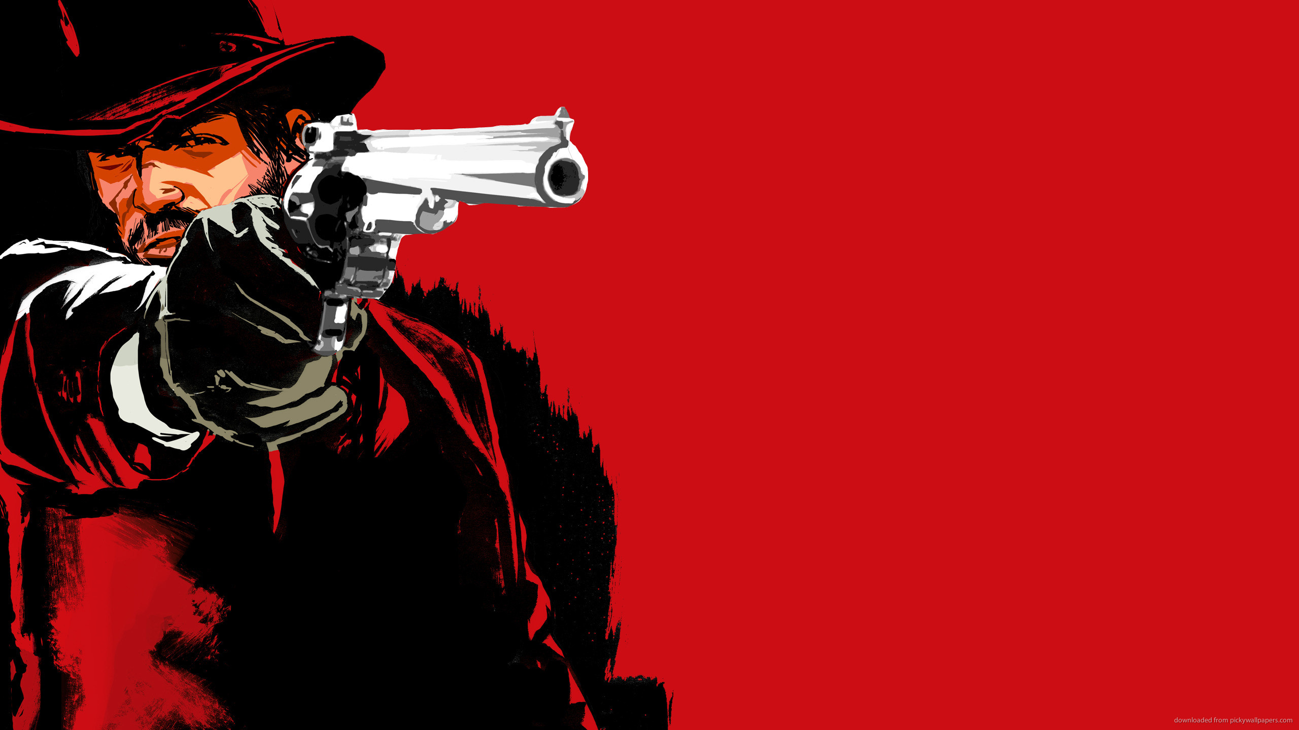 2560x1440 RDR John Marston with gun on a red background for 