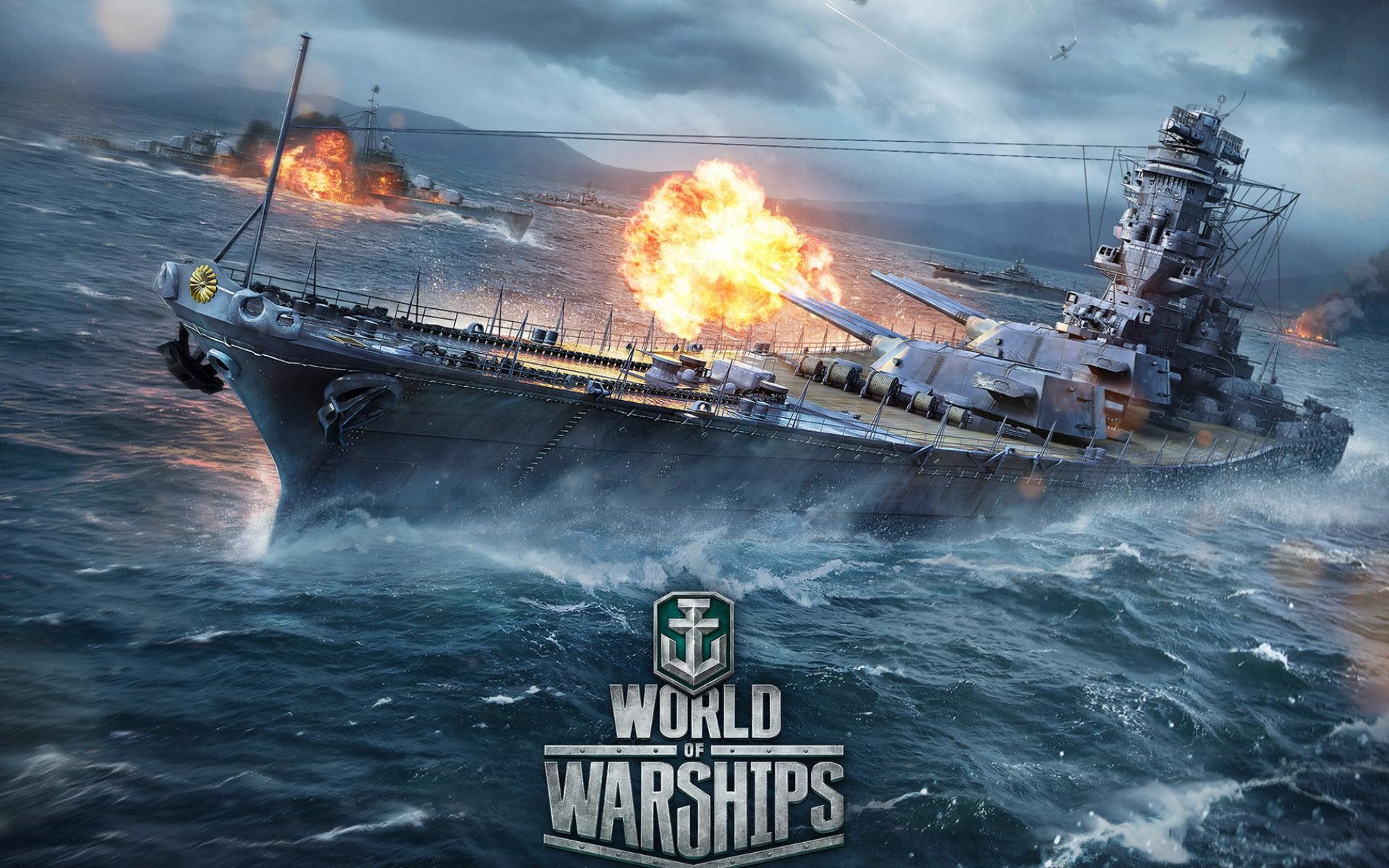 1920x1200 World of Warships ship in the battle