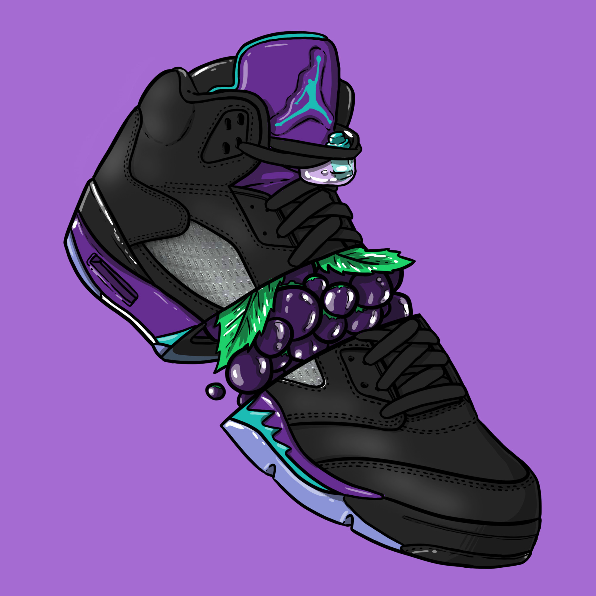 2000x2000 Sneaker Art - Jordan V "Black Grape"