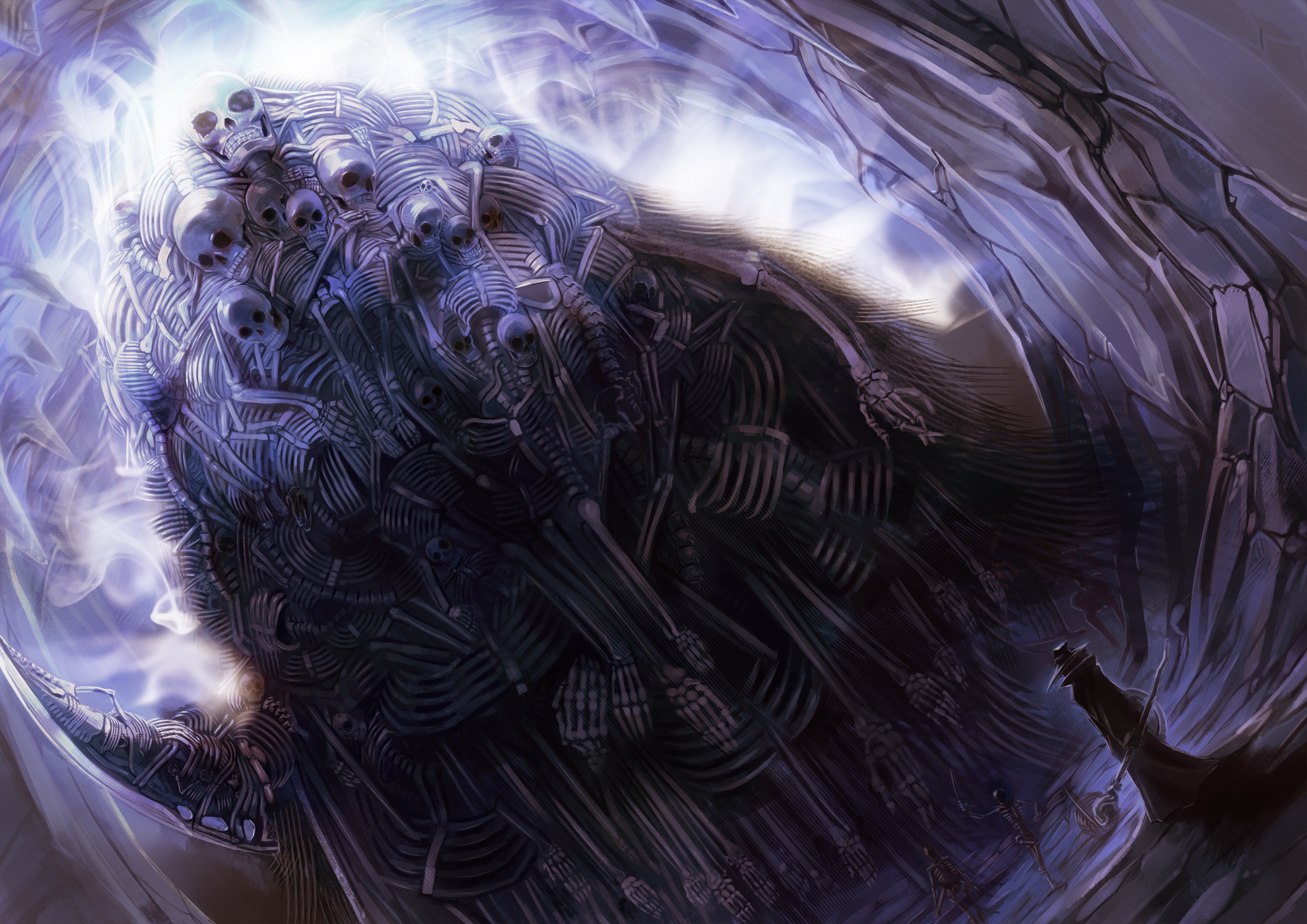 1980x1400 Dark Souls Nito Drawing Purple evil skull skeleton