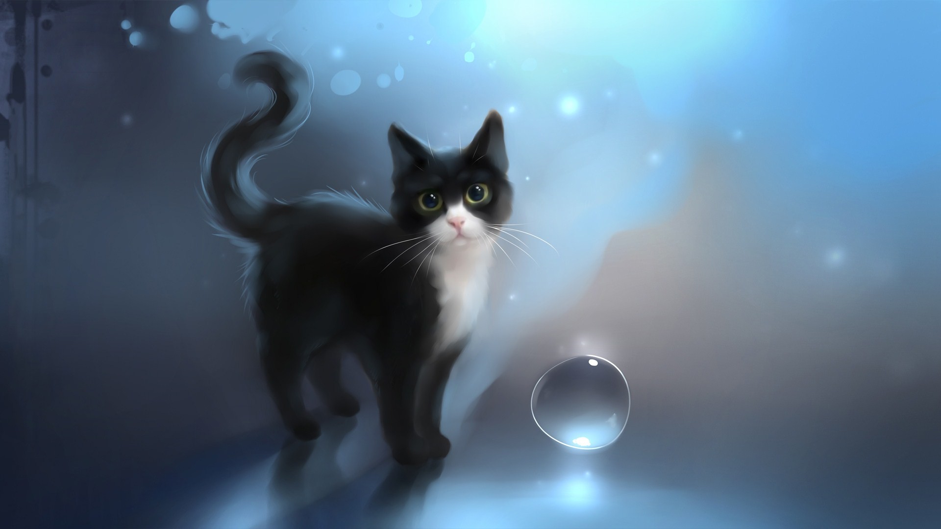 1920x1080 YELLOW EYED BLACK CAT - 3D and CG & Abstract Background Wallpapers .