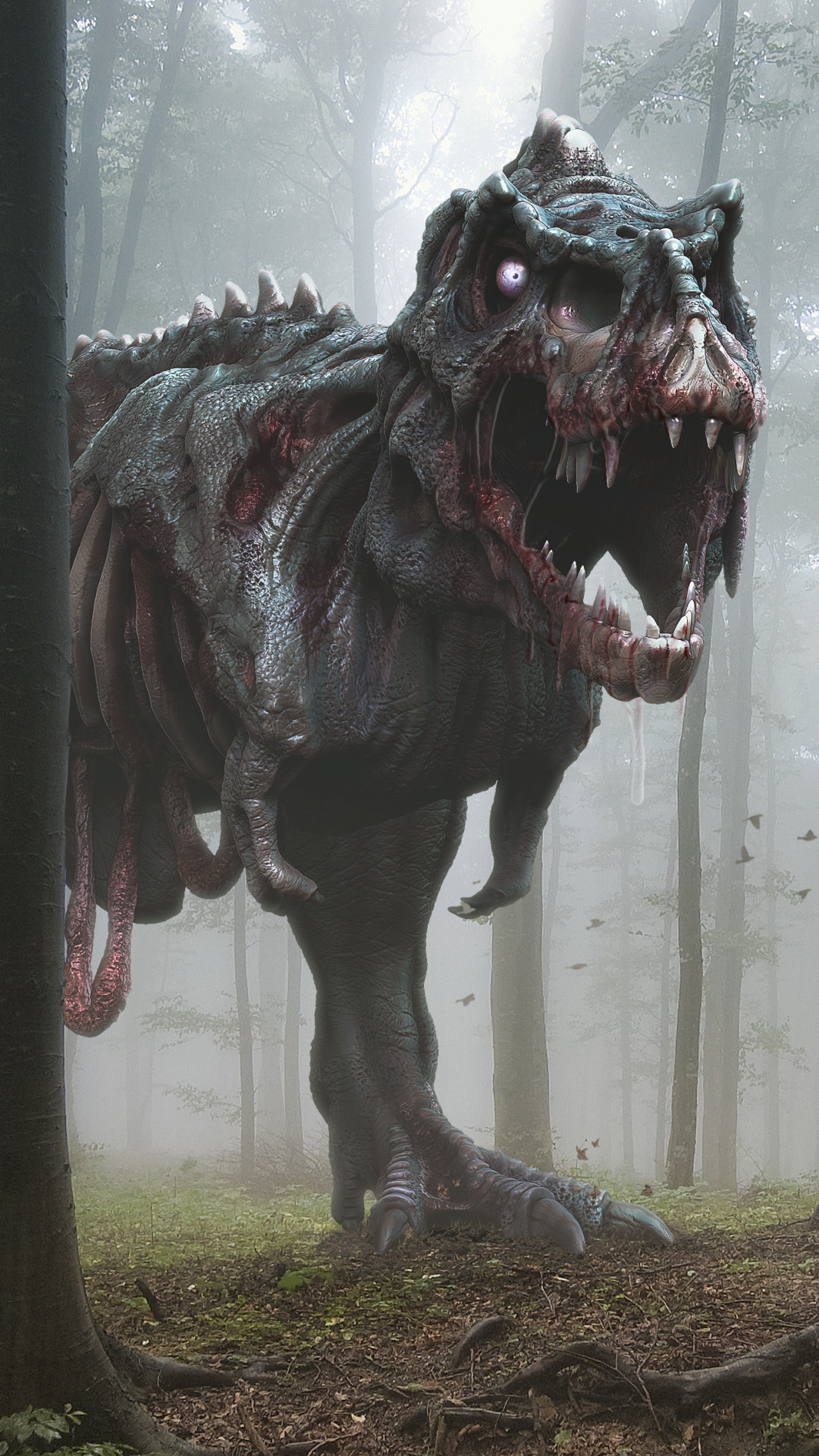 1080x1920 Dark Zombie Tyrannosaurus Rex. Wallpaper 631956