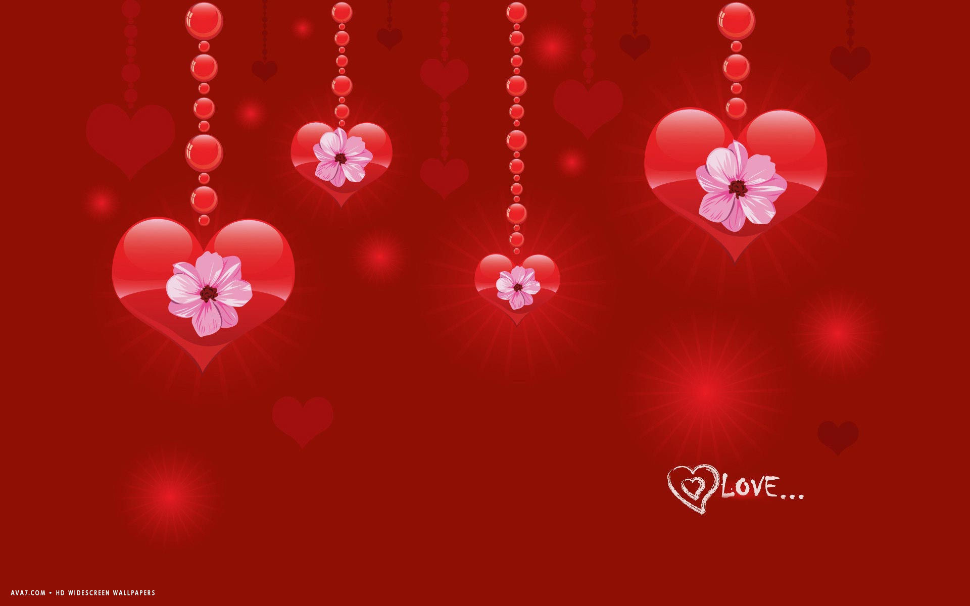 1920x1200 love word red hearts flowers hd widescreen wallpaper