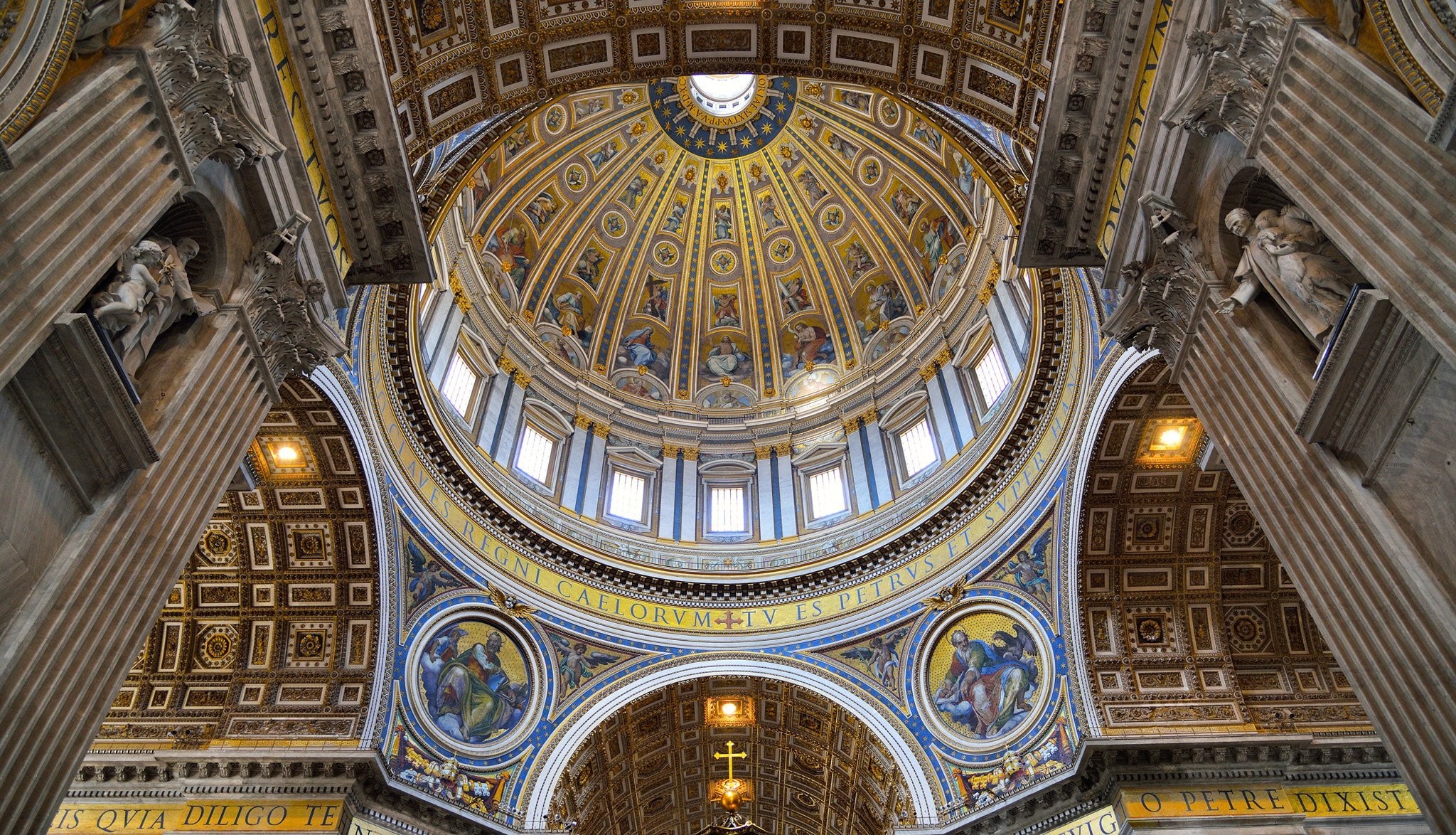 2048x1174 vatican city st. peter's basilica dome murals religion