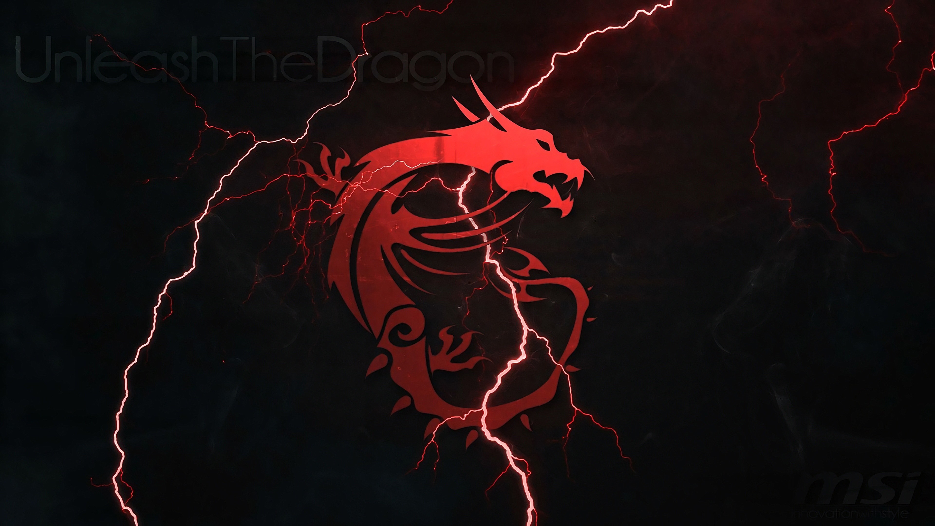 3840x2160 MSI Dragon Logo Lightning 4k wallpaper